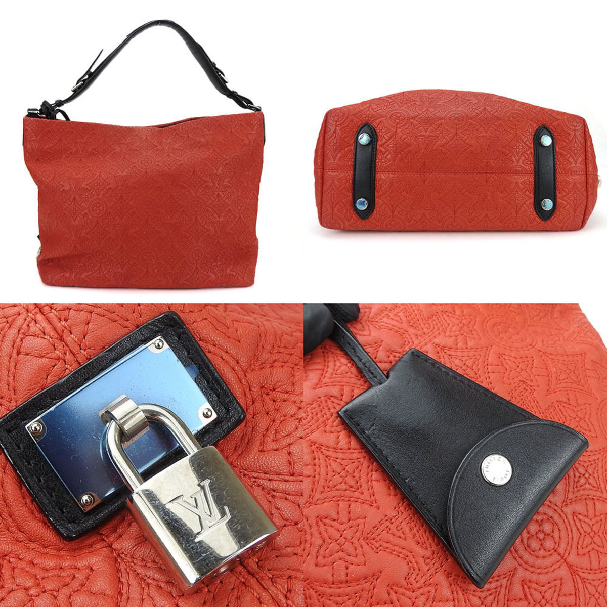 Louis Vuitton Black Red Color Monogram Shoulder Bag (Pre-Owned)
