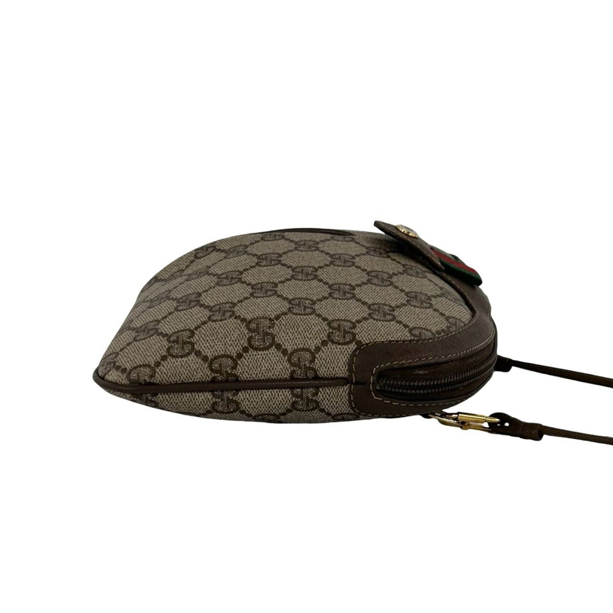 Gucci Brown Green Red Color Leather Pvc Shoulder Bag (Pre-Owned)