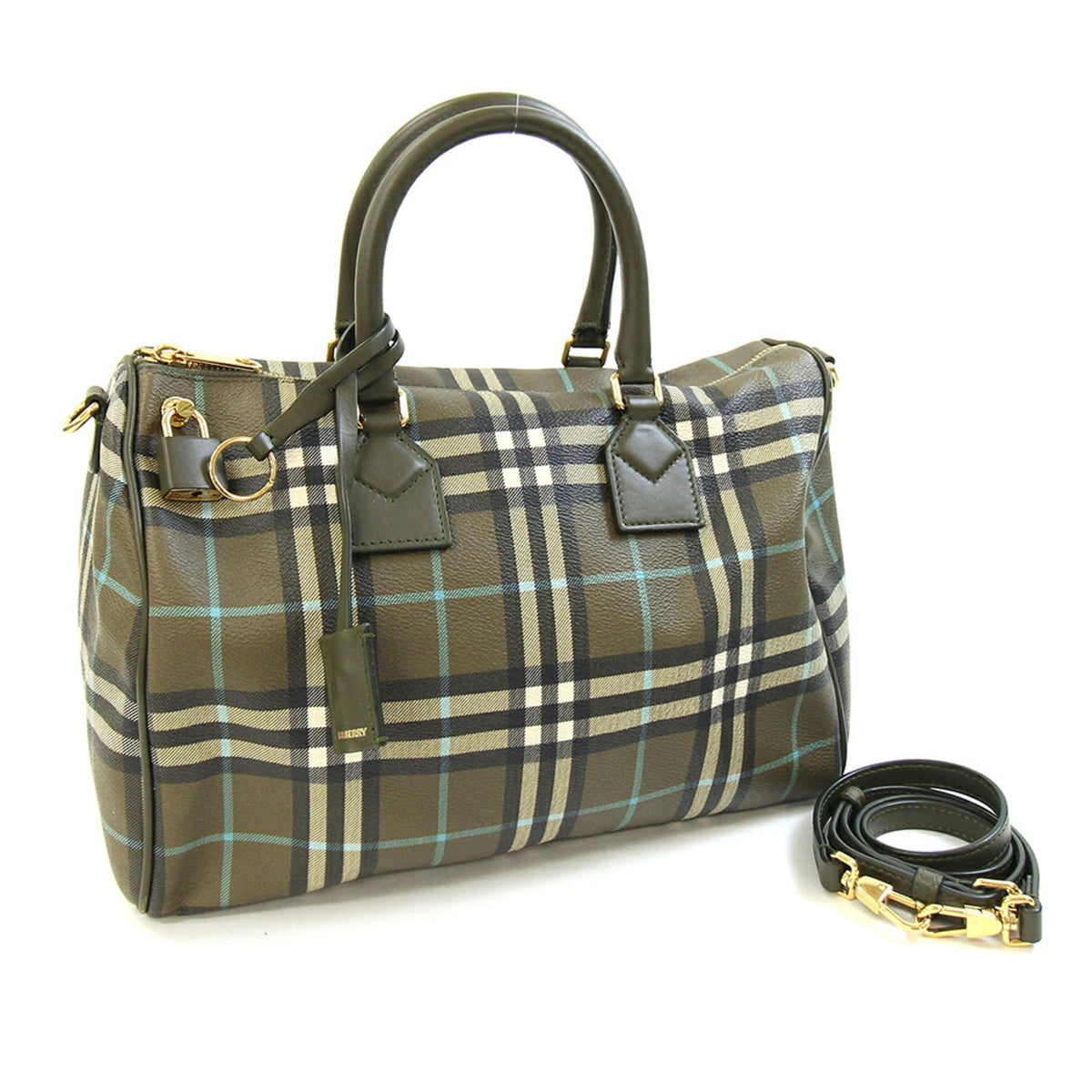 Burberry Green Olive Pvc Leather Handbag (Pre-Owned)