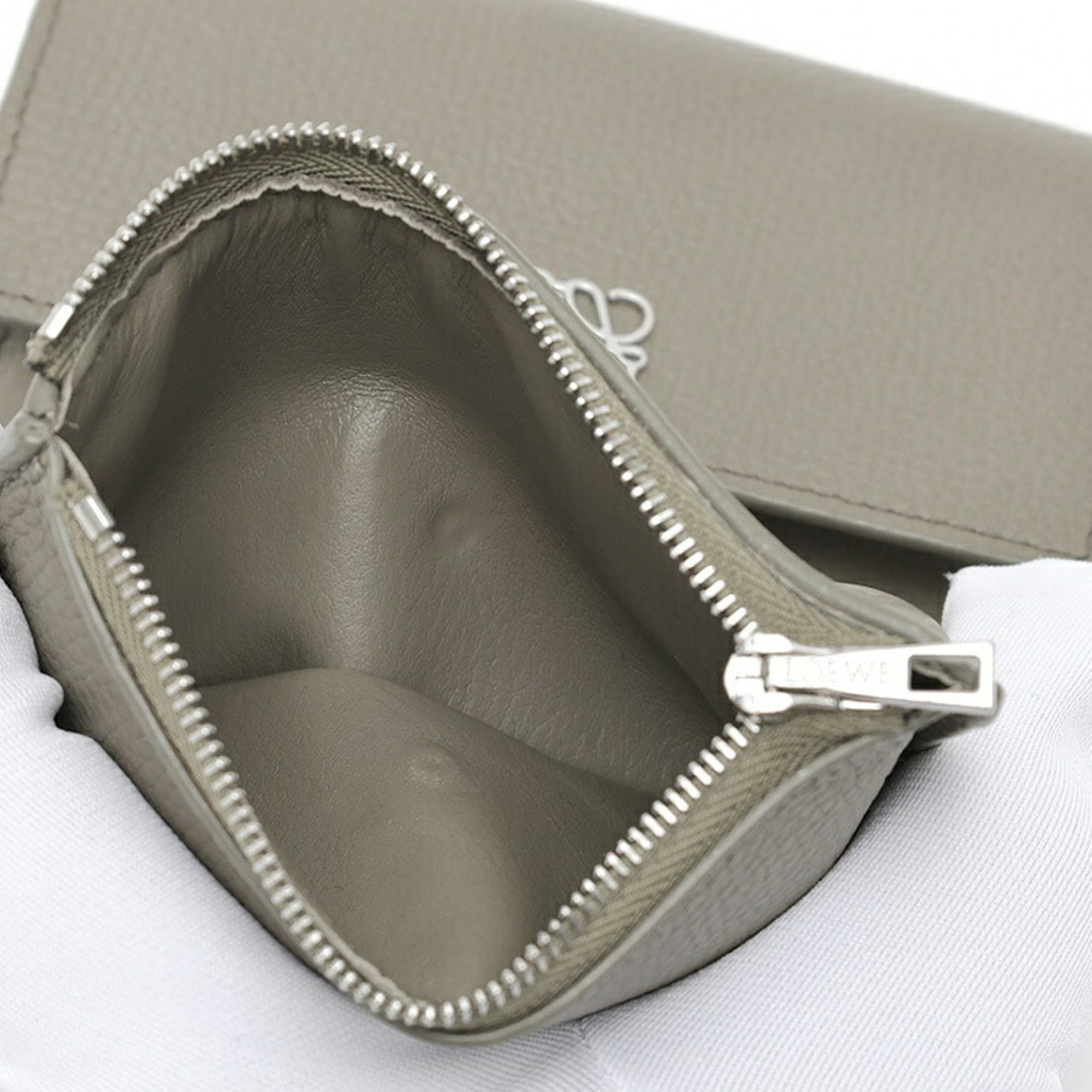 Loewe Khaki Leather Wallet (Tri-Fold) (Pre-Owned)