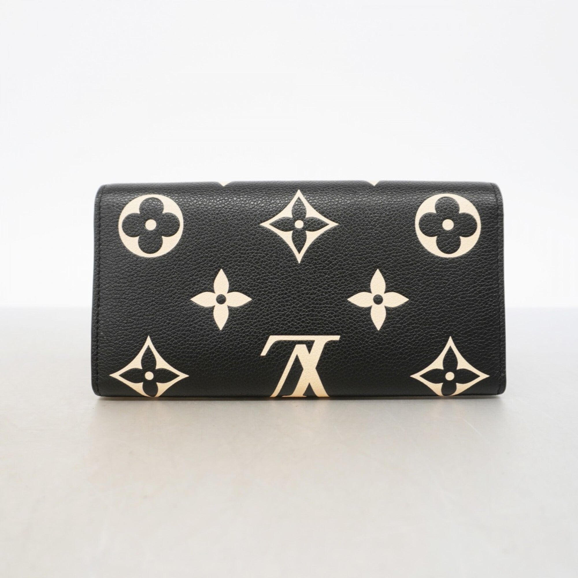 Louis Vuitton Beige Black Long Wallet (Bi-Fold) (Pre-Owned)