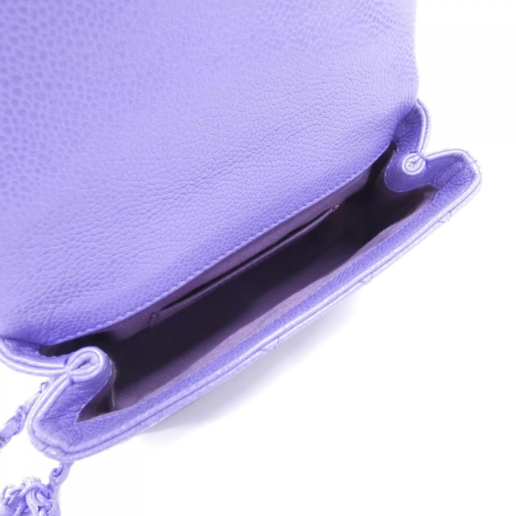 Chanel Purple Grained Calfskin Shoulder Bag (Pre-Owned)