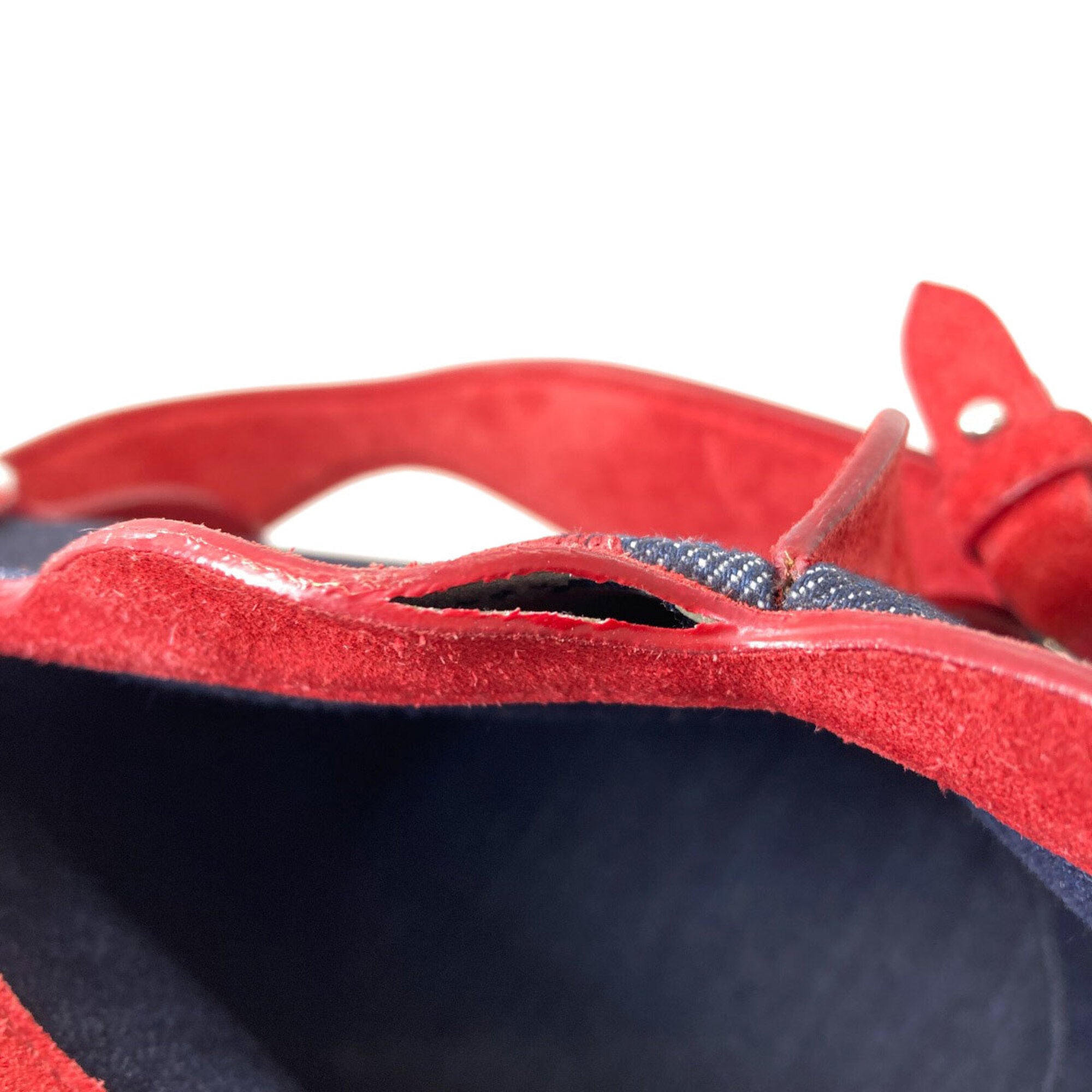 Miu Miu Blue Red Color Denim Pouch Shoulder Bag (Pre-Owned)