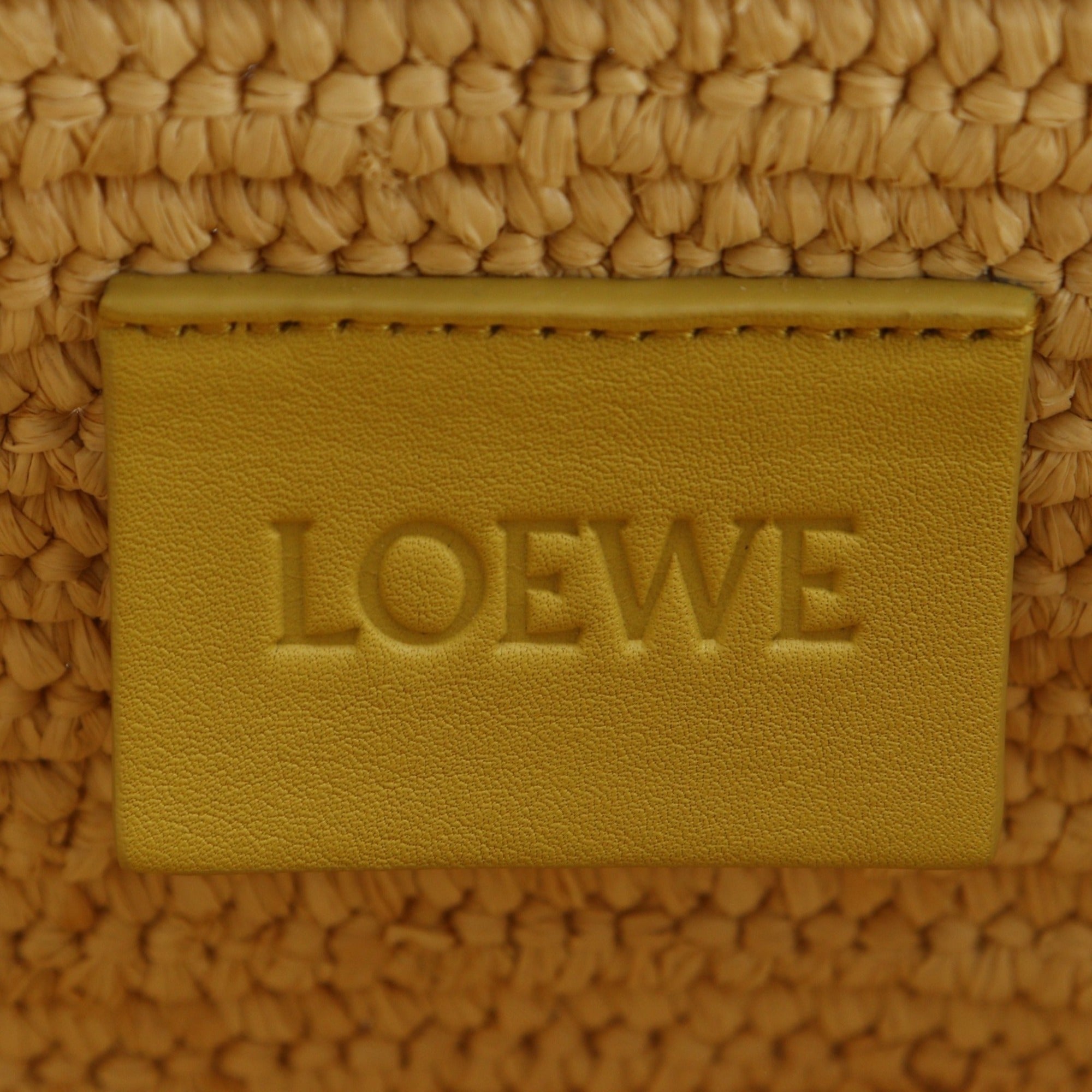 Loewe Beige Yellow Raffia Leather Basket Handbag (Pre-Owned)
