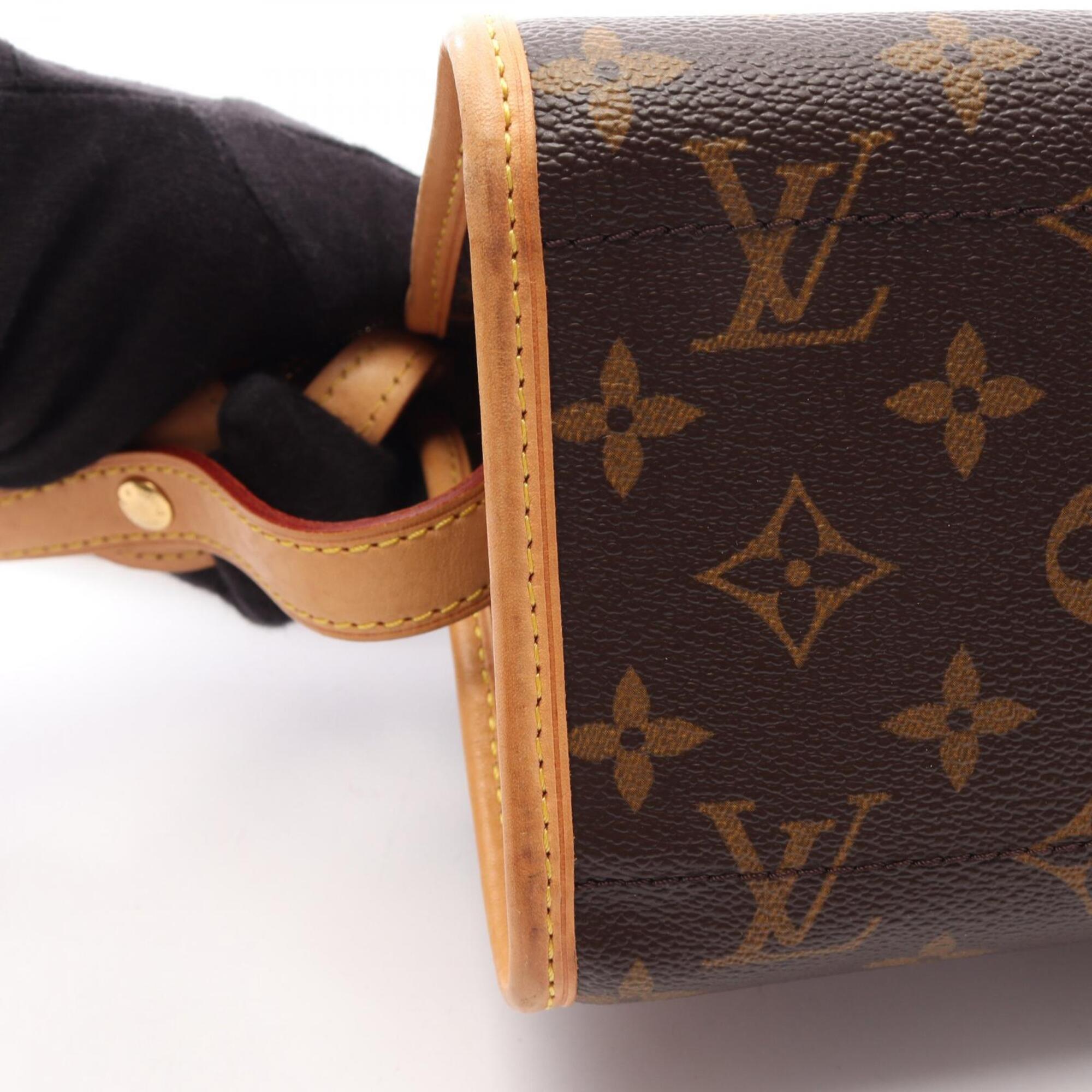 Louis Vuitton Brown Coated Canvas Leather Handbag Shoulder Bag (Pre-Owned)