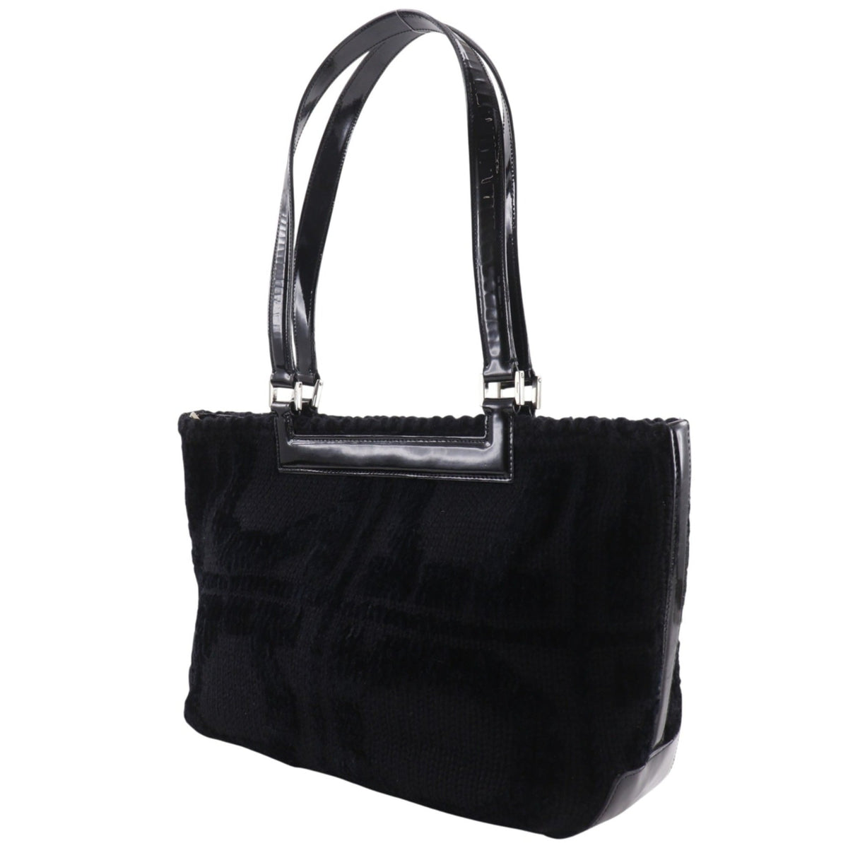Salvatore Ferragamo Gancini Black Wool Tote Bag (Pre-Owned)
