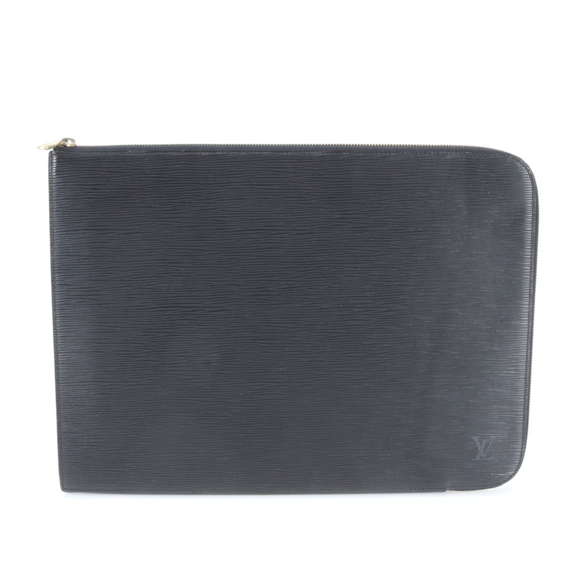Louis Vuitton Noir Leather Handbag Pochette Pouch (Pre-Owned)