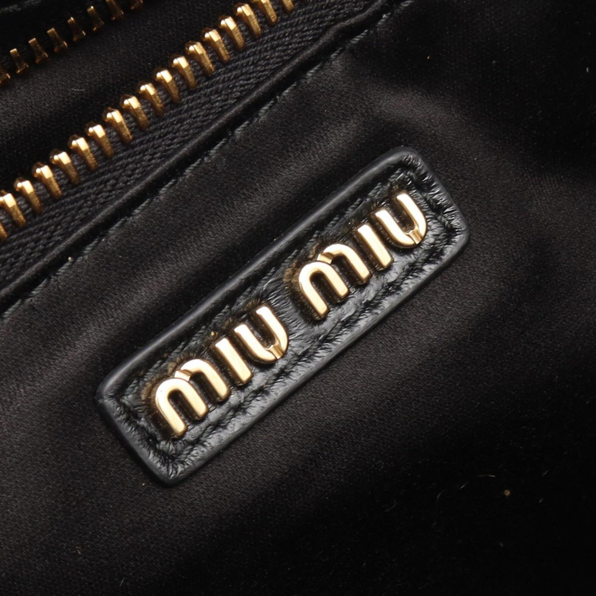 Miu Miu Matelasse Black Leather Handbag Tote Bag (Pre-Owned)