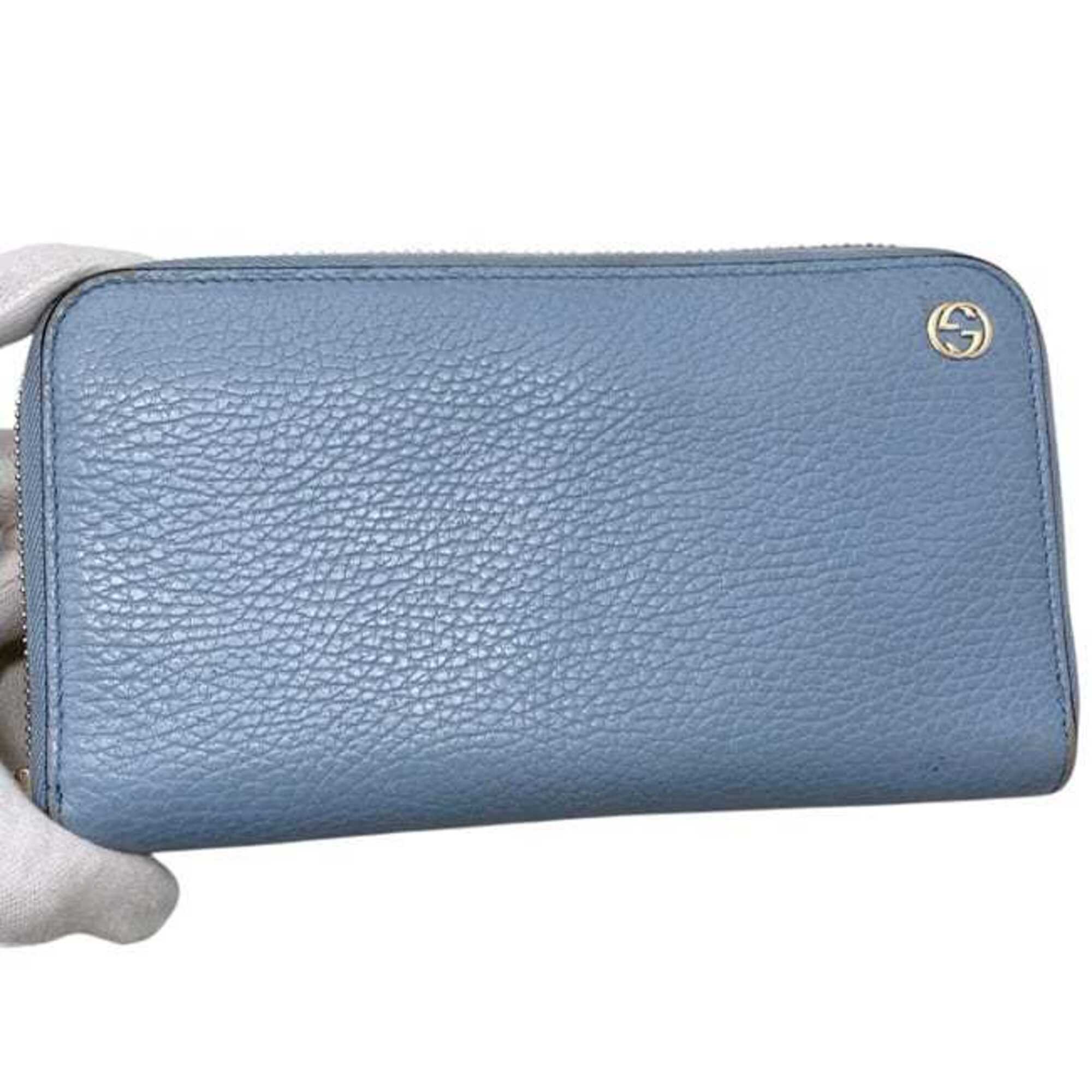 Gucci Light Blue Leather Long Wallet (Bi-Fold) (Pre-Owned)