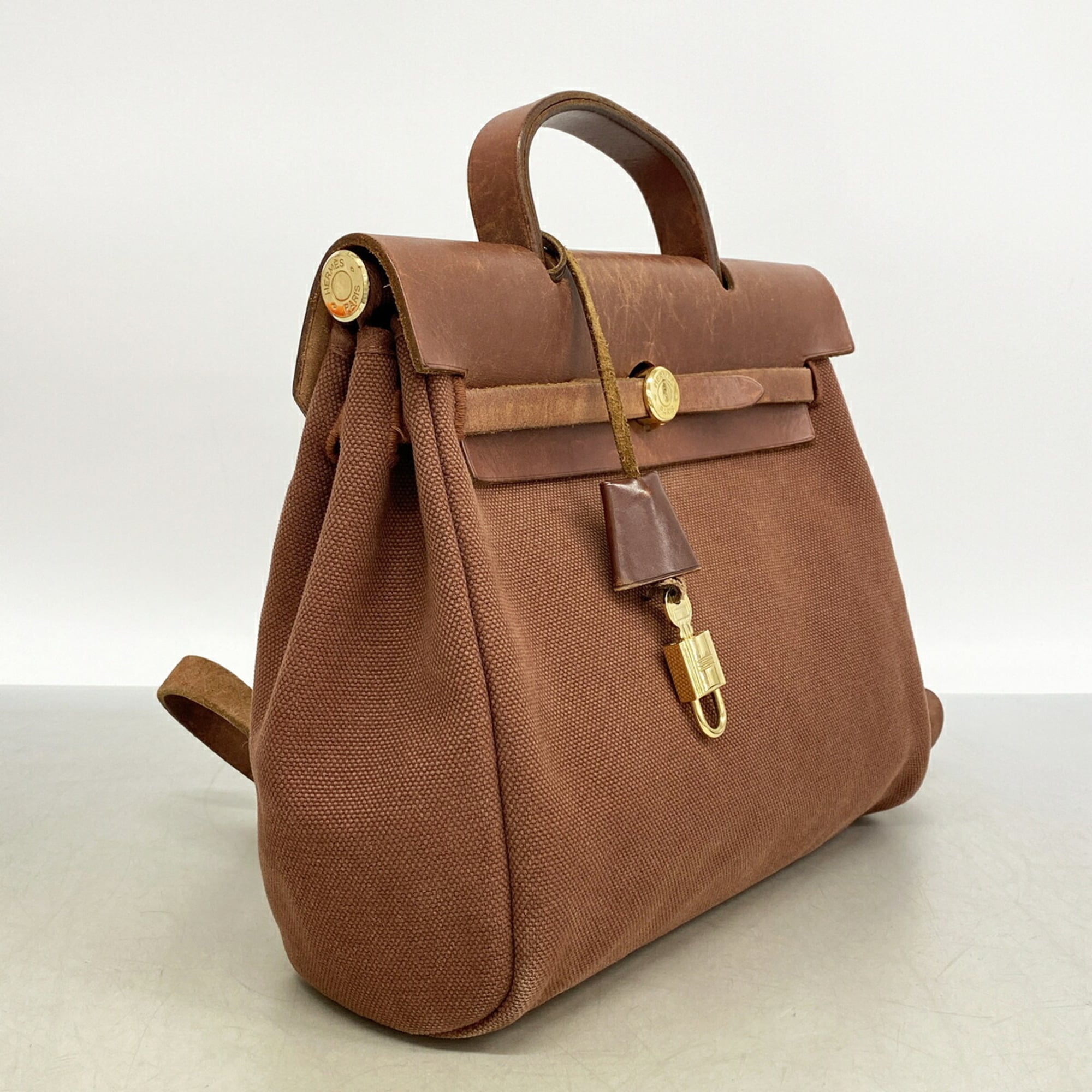 Hermes Brown Toile Officier Backpack (Pre-Owned)