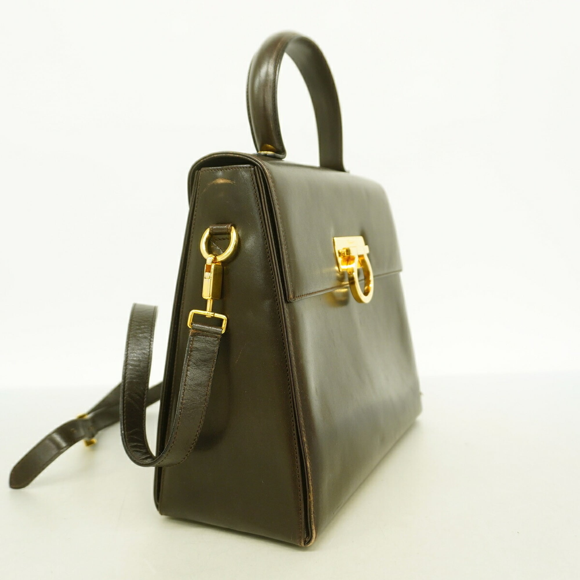 Salvatore Ferragamo Black Leather Handbag (Pre-Owned)