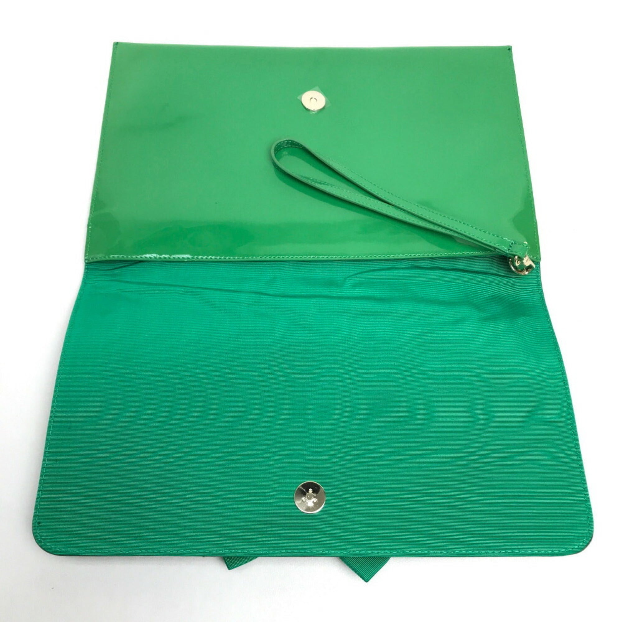 Valentino Green Patent Leather Clutch Bag (Pre-Owned)