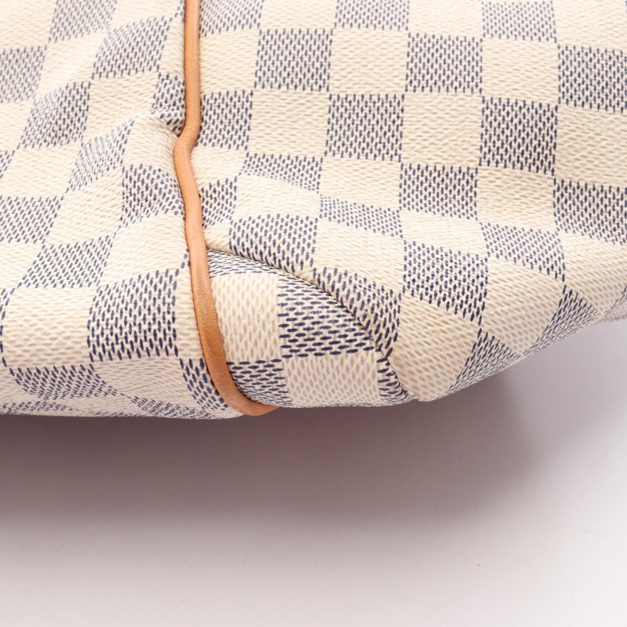 Louis Vuitton White Coated Canvas Pvc Damier Azur Leather Handbag Tote Bag (Pre-Owned)