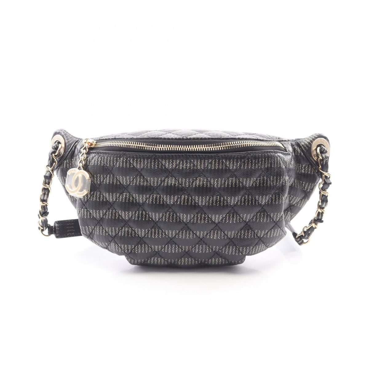 Chanel Black Leather Fanny Pack Handbag (Pre-Owned)