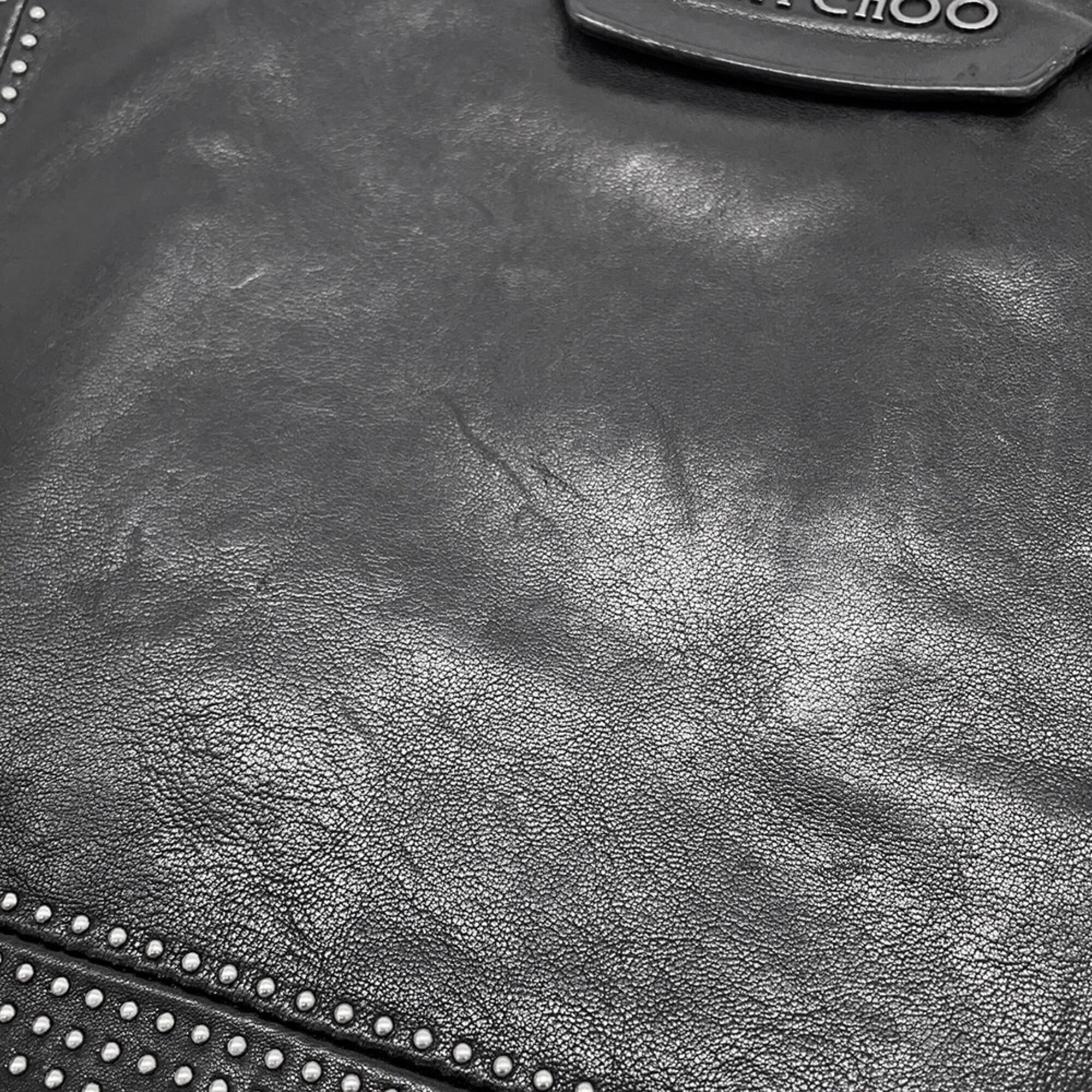 Jimmy Choo Black Leather Clutch Bag Handbag (Pre-Owned)