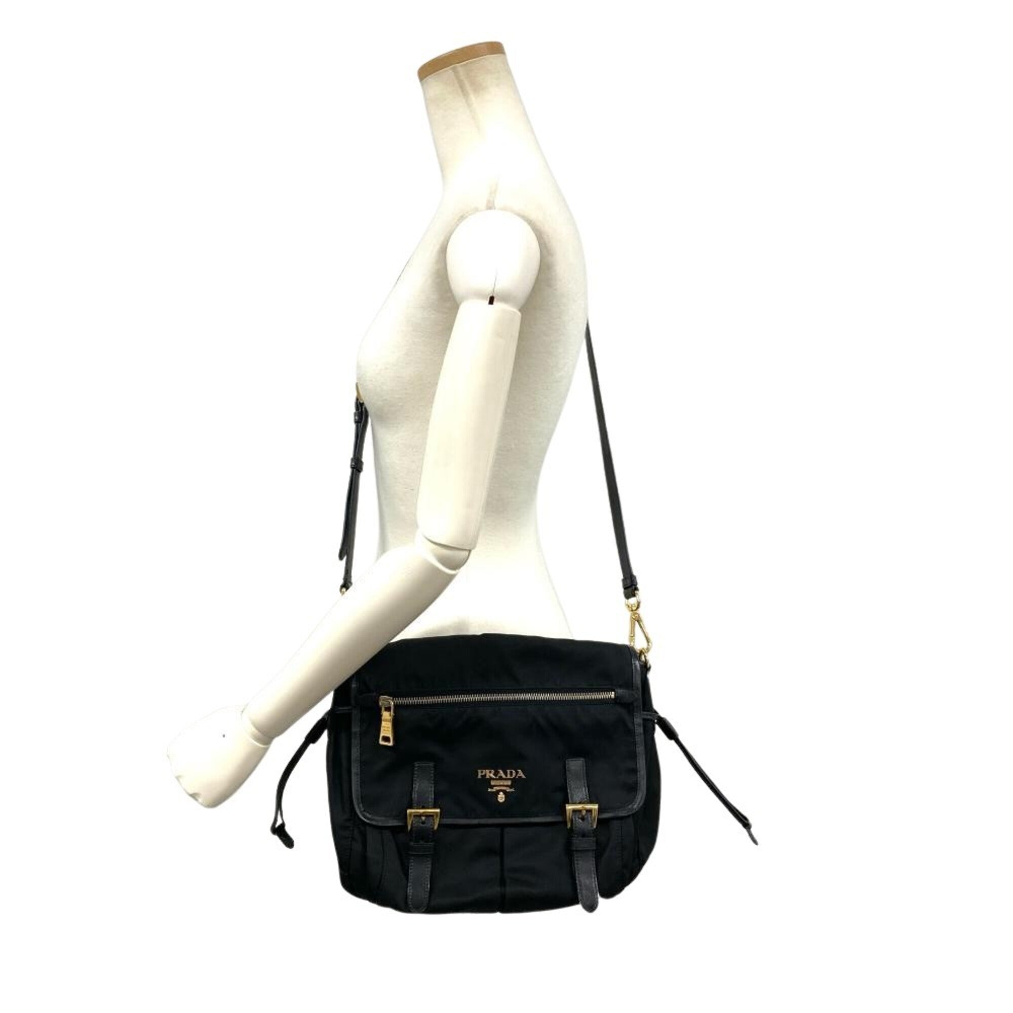 Prada Black Nylon Leather Shoulder Bag (Pre-Owned)