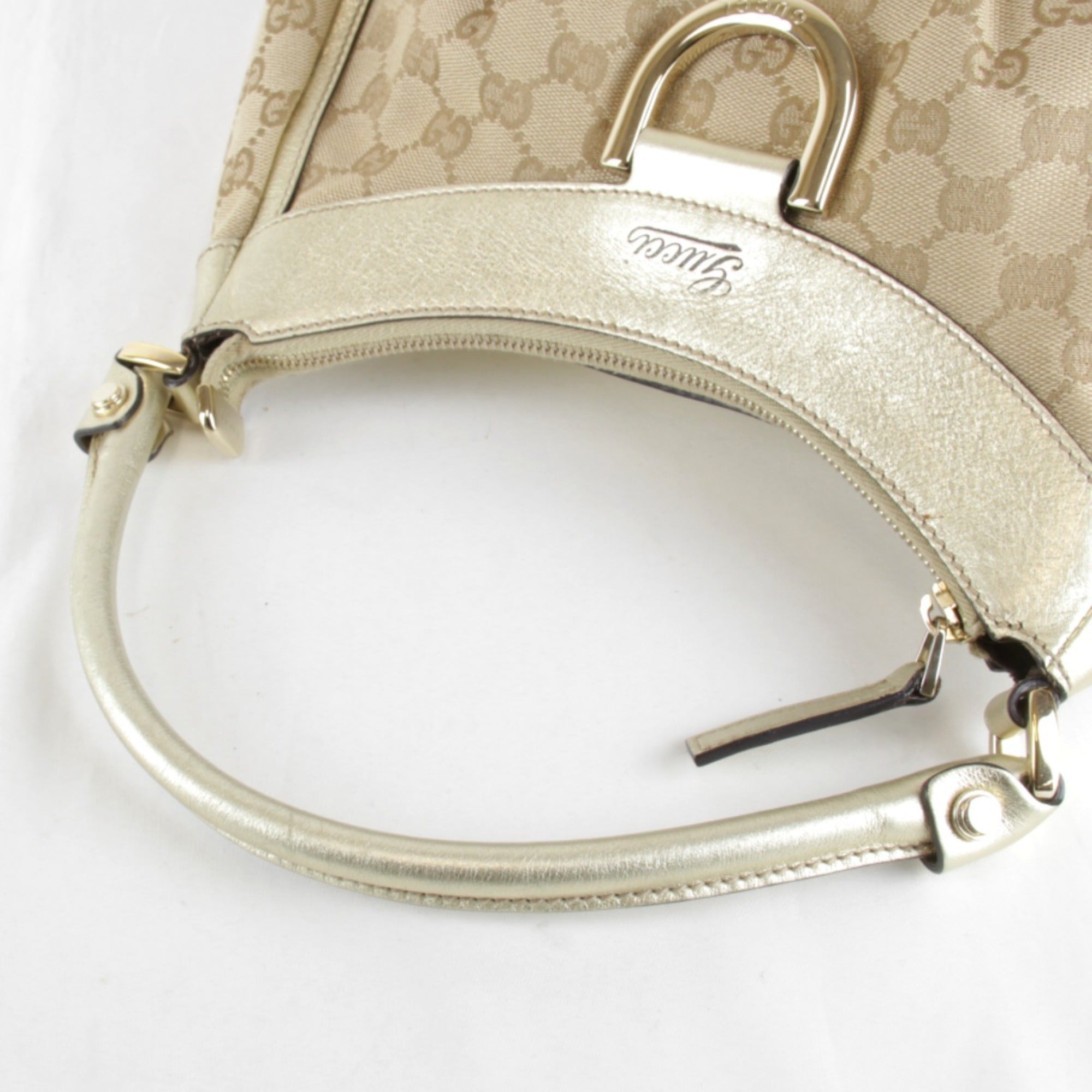 Gucci Gold Gg Canvas Handbag (Pre-Owned)