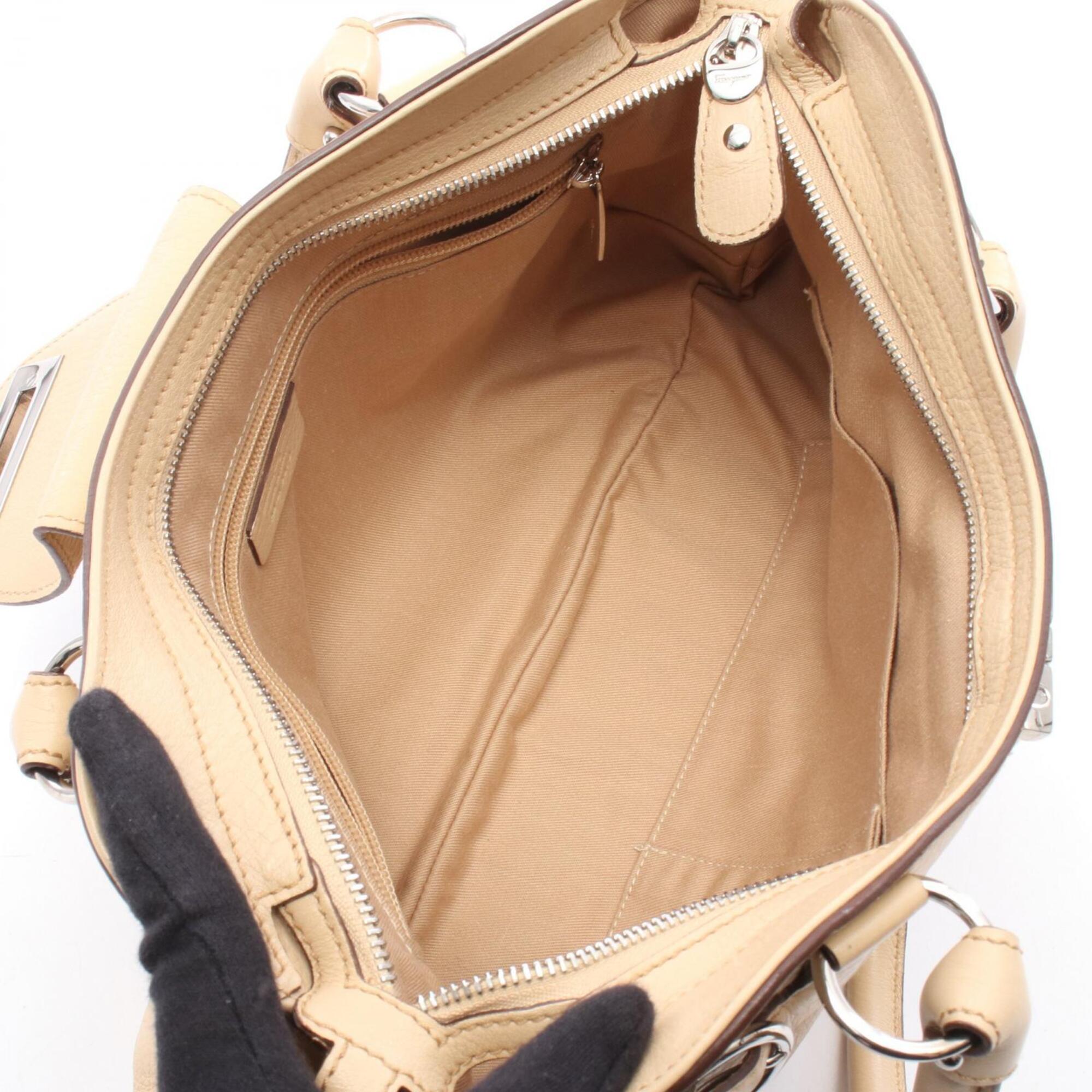 Salvatore Ferragamo Beige Leather Handbag (Pre-Owned)