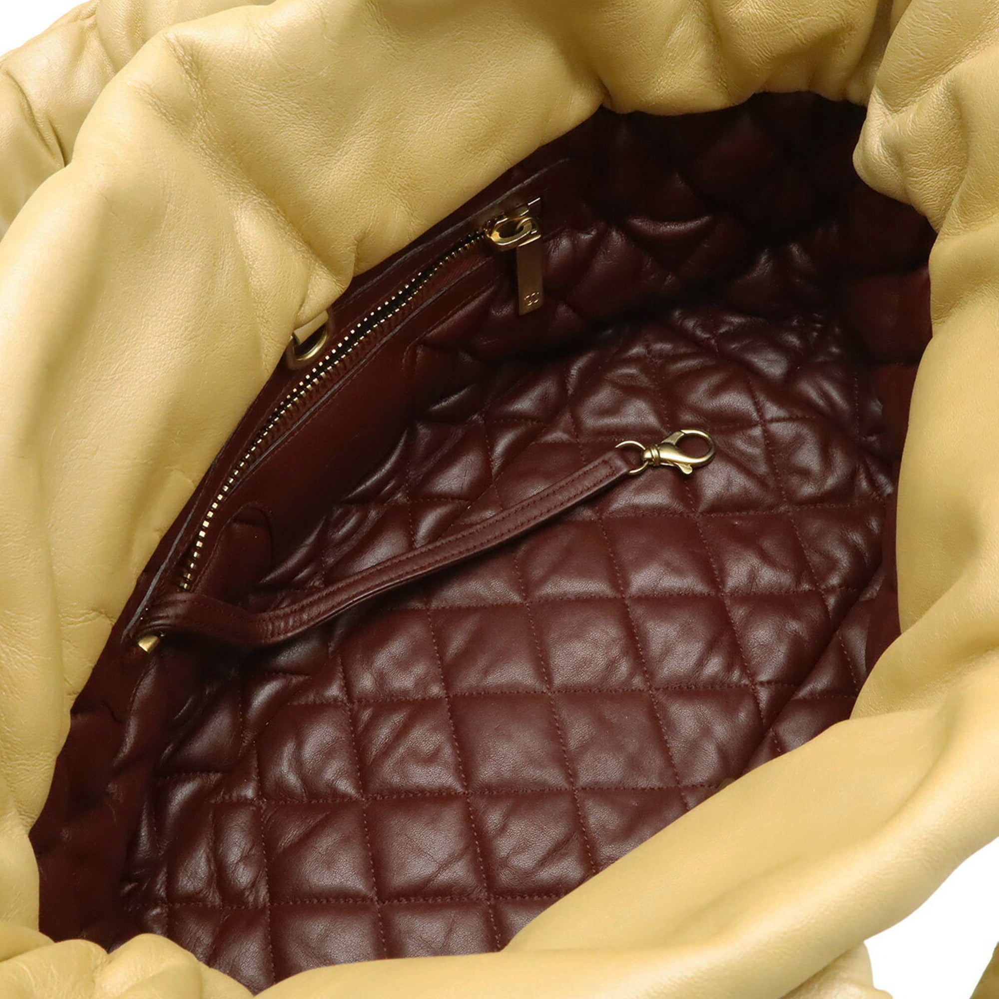 Chanel Gold Leather Handbag Tote Bag (Pre-Owned)