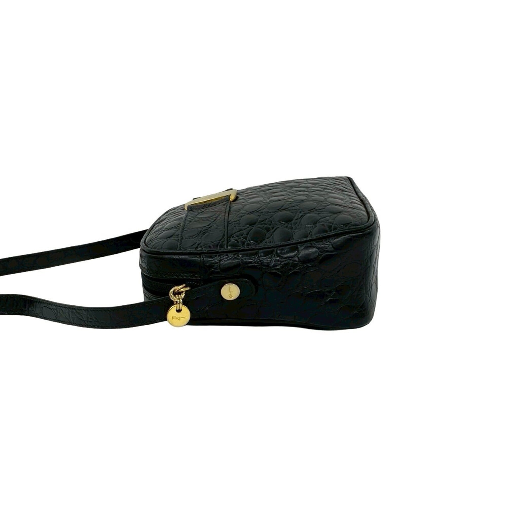 Salvatore Ferragamo Black Leather Shoulder Bag (Pre-Owned)