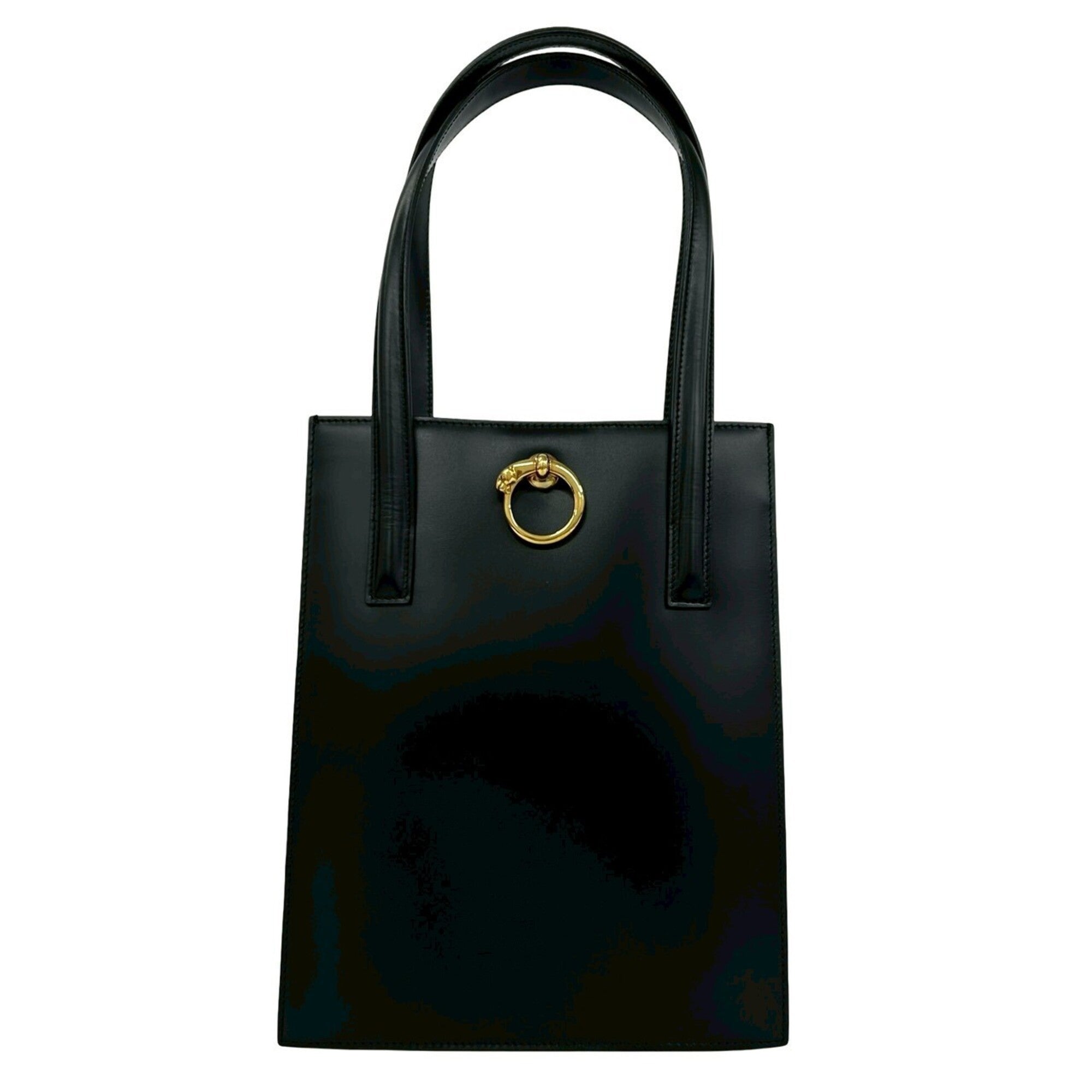Cartier Black Leather Shoulder Bag Tote Bag (Pre-Owned)
