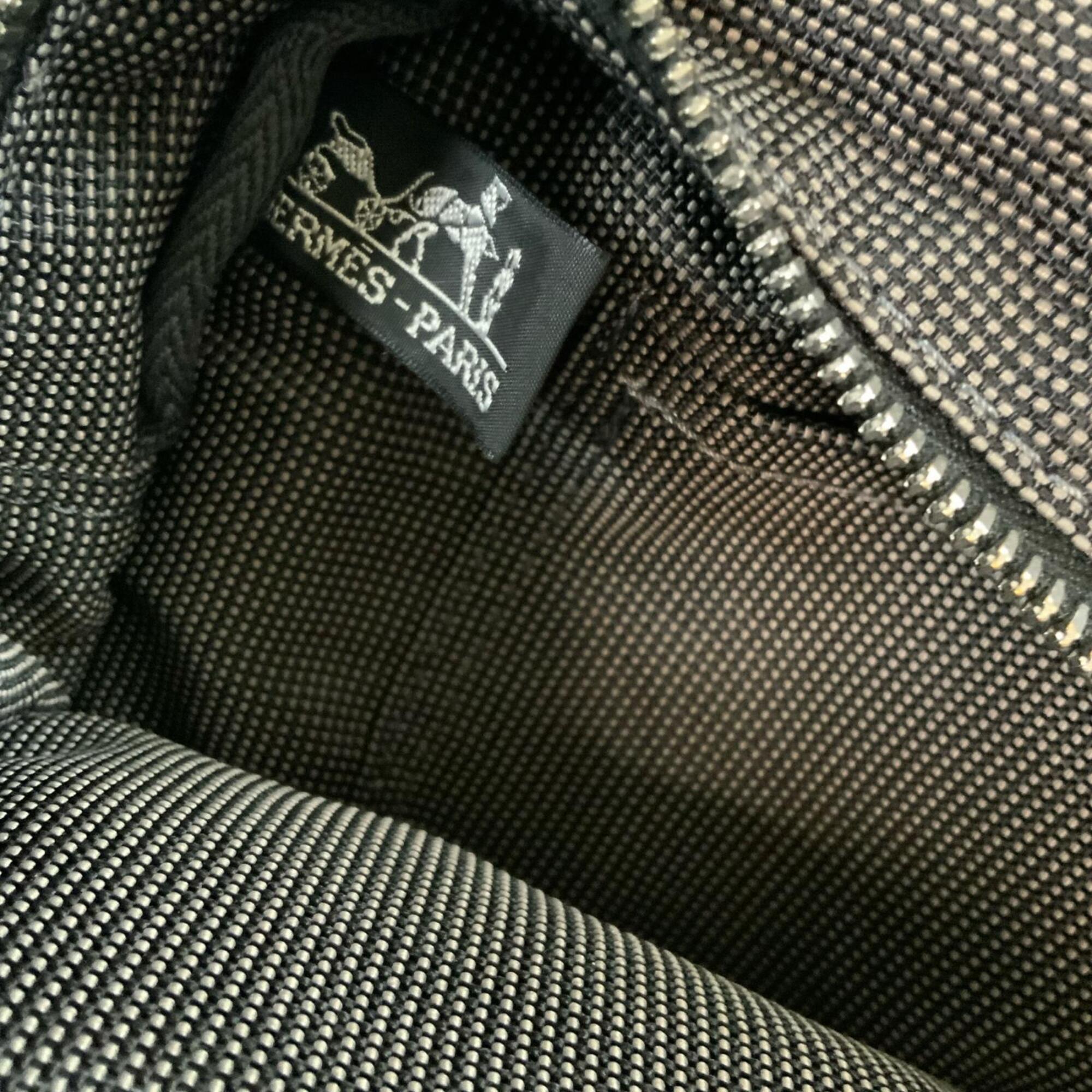 Hermes Dark Gray Gray Nylon Canvas Tote Bag (Pre-Owned)