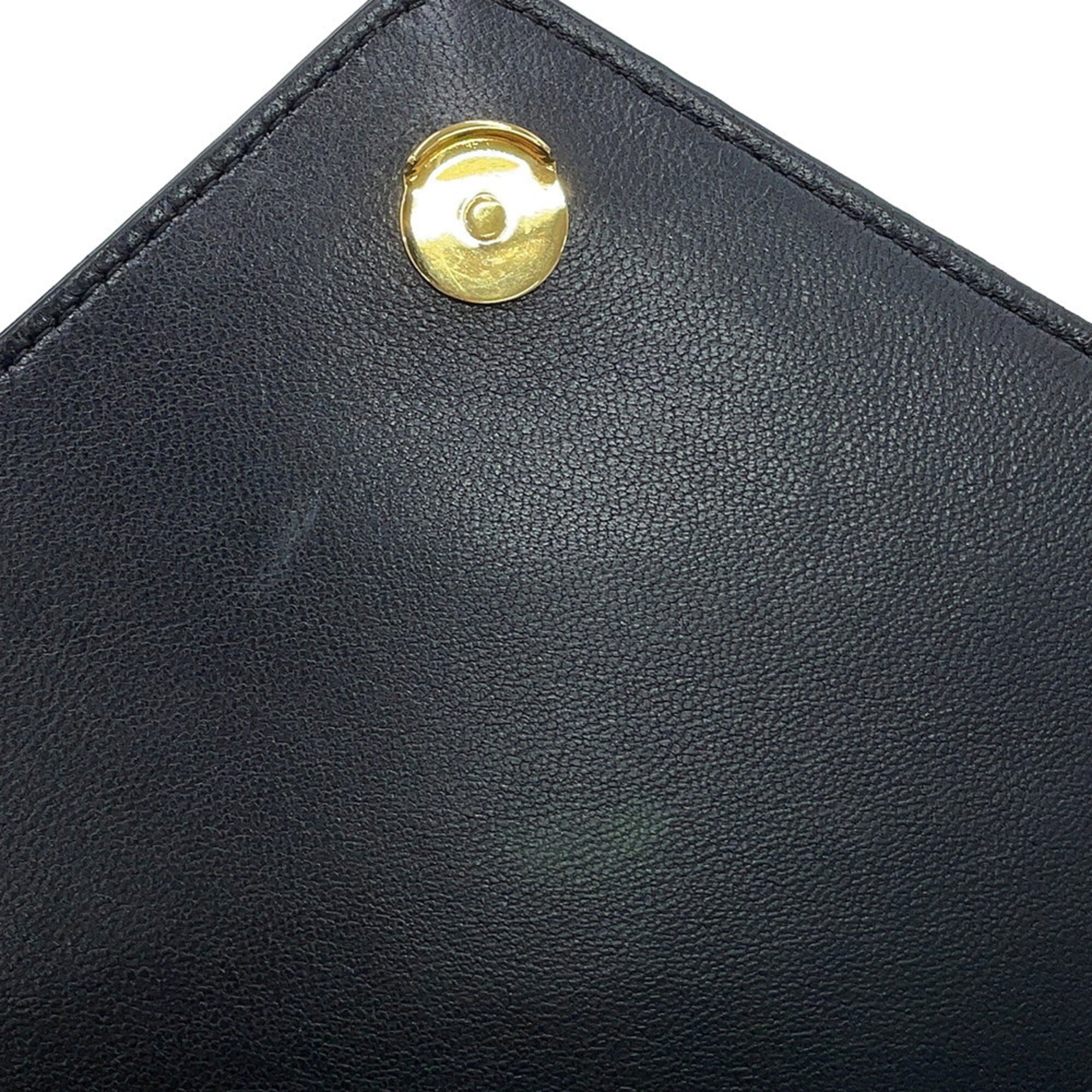 Saint Laurent Black White Leather Shoulder Bag (Pre-Owned)