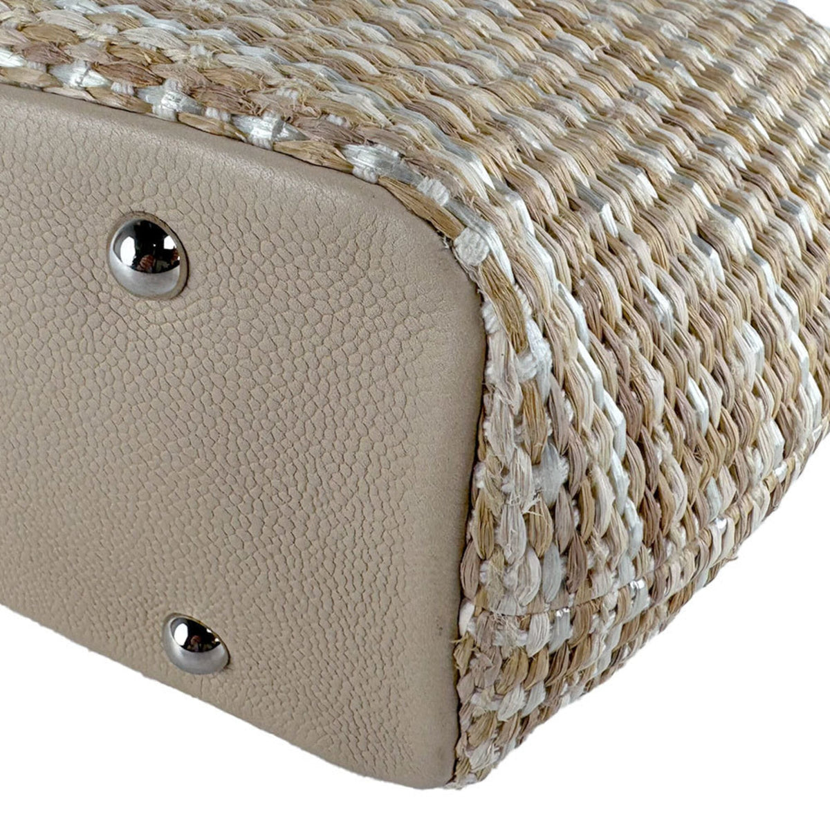 Chanel Light Beige Raffia Leather Handbag Shoulder Bag (Pre-Owned)