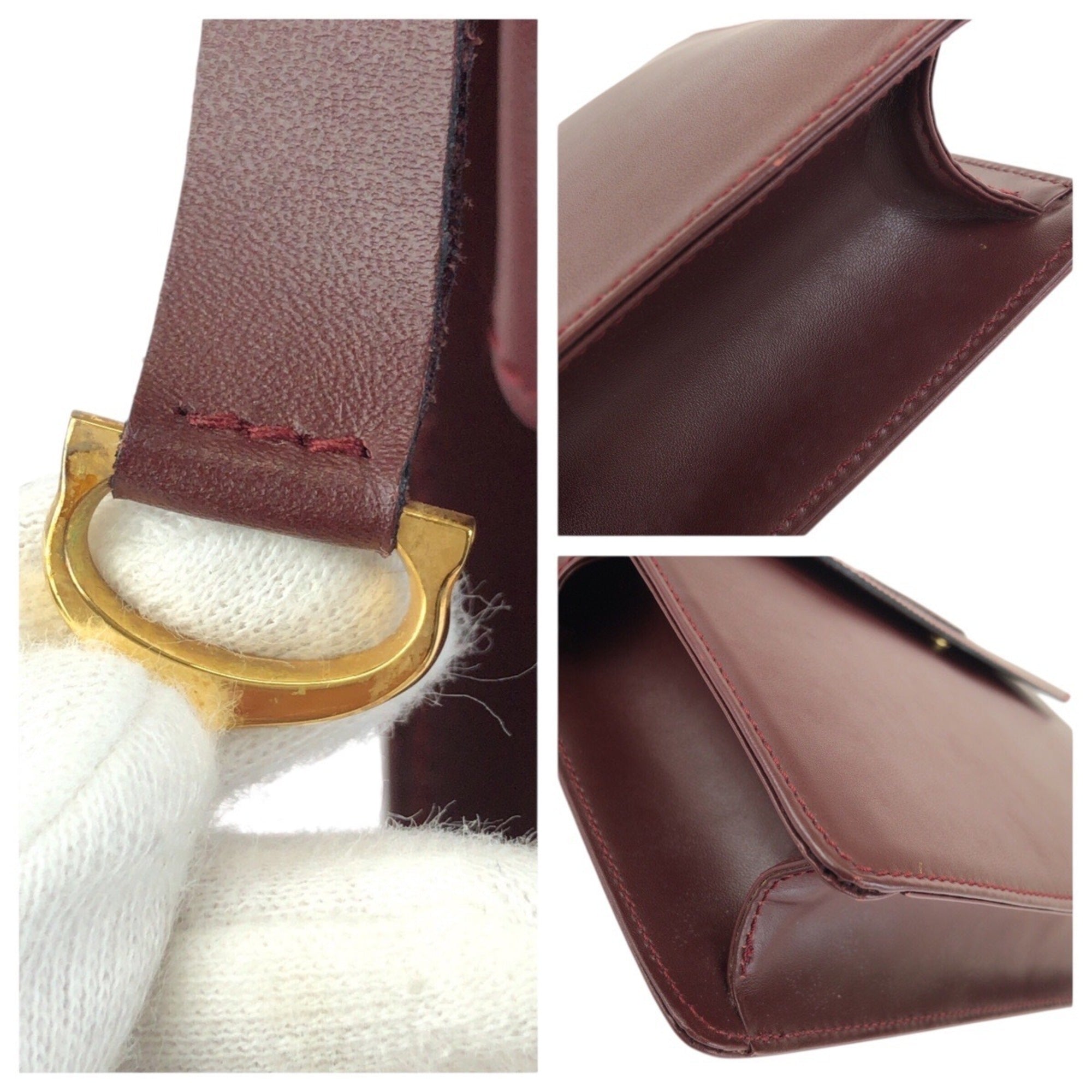 Cartier Bordeaux Wine Red Leather Clutch Bag (Pre-Owned)