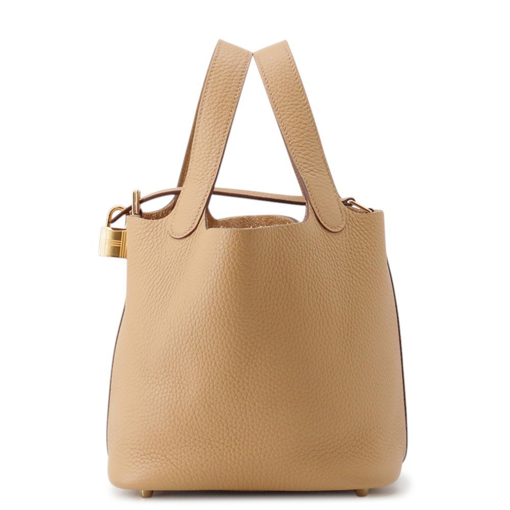 Hermes Beige Brown Taurillon Clemence Leather Handbag (Pre-Owned)