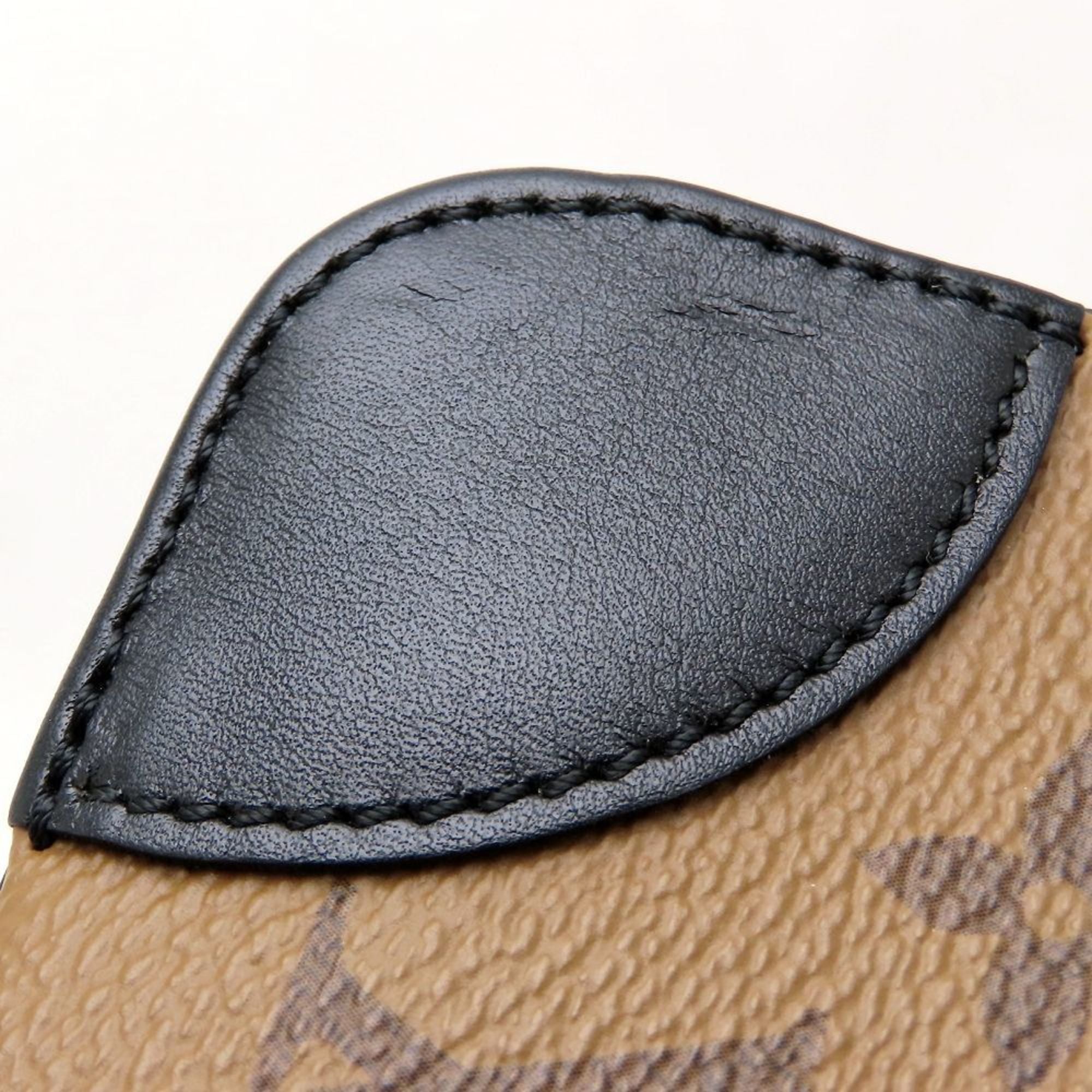 Louis Vuitton Black Brown Canvas Leather Handbag (Pre-Owned)