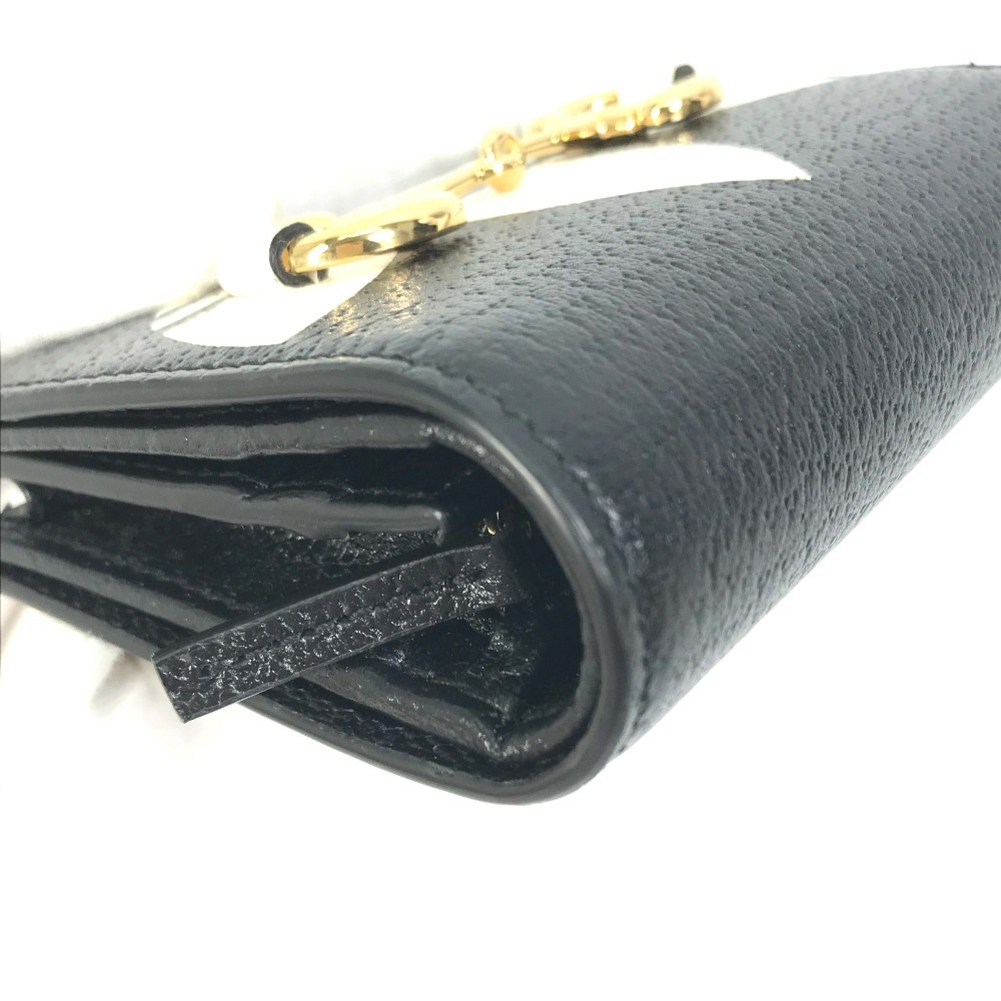 Gucci Black White Leather Chain/Shoulder Wallet (Pre-Owned)