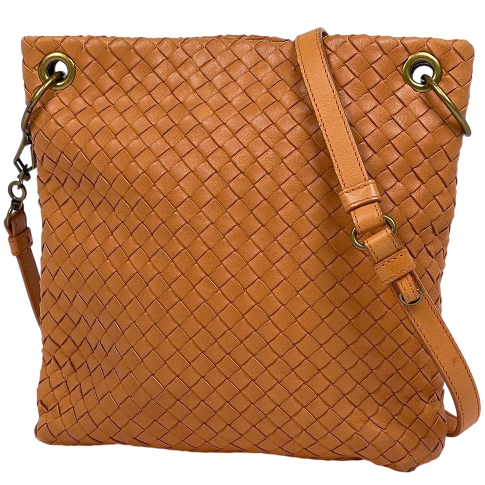 Bottega Veneta Intrecciato Orange Intrecciato Shoulder Bag (Pre-Owned)