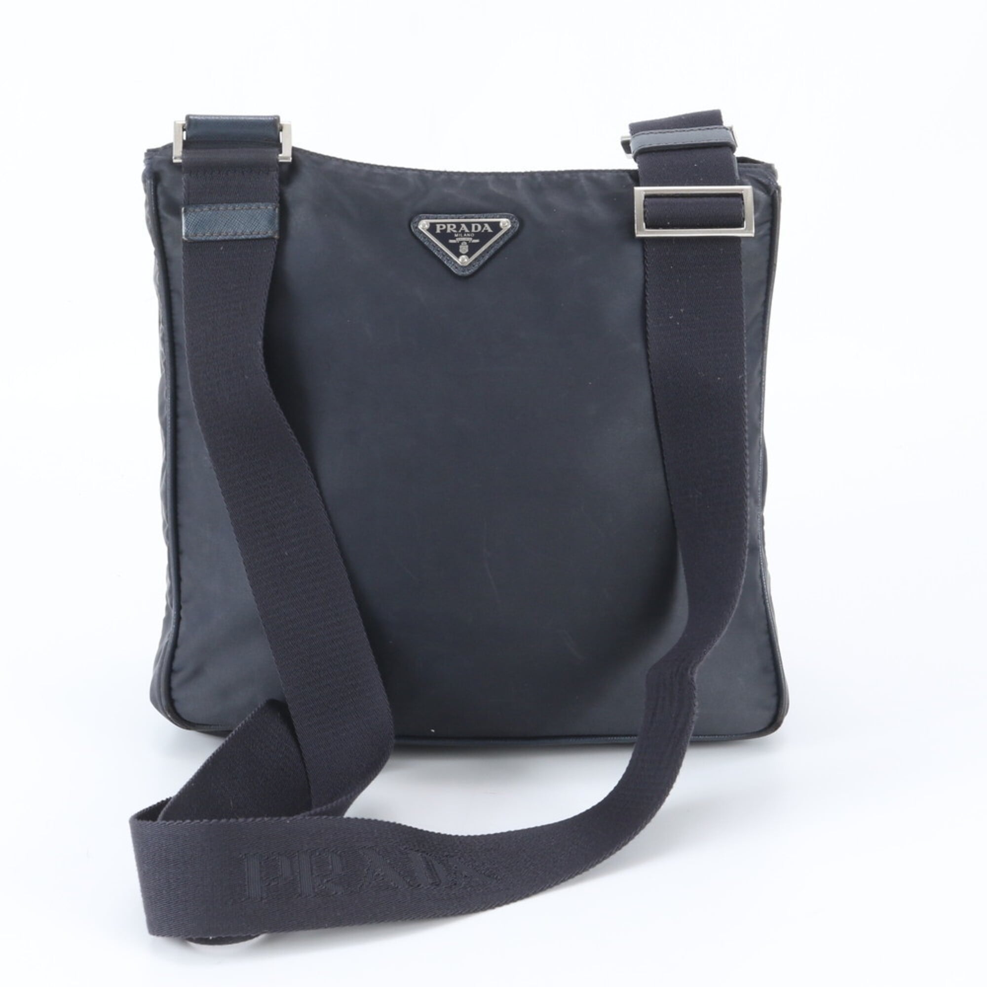 Prada Navy Nylon Leather Shoulder Bag (Pre-Owned)