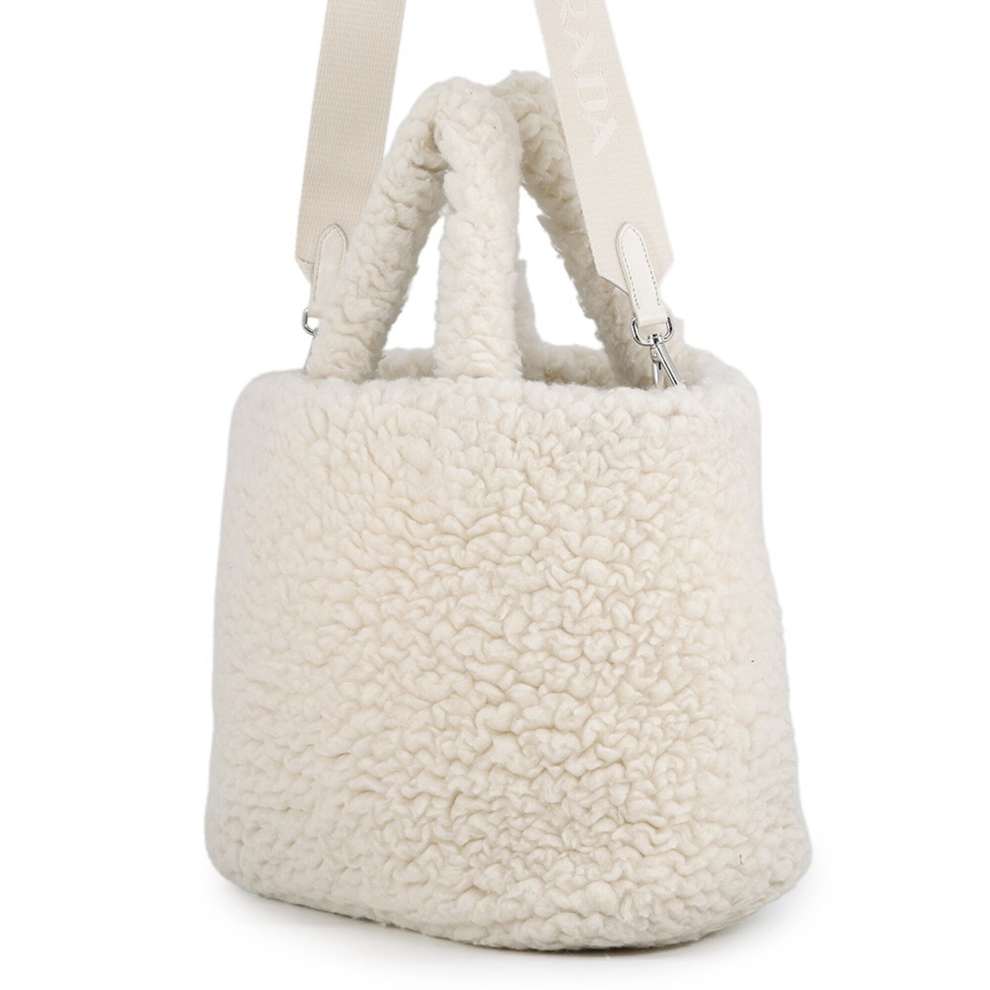 Prada White Cashmere Wool Handbag Tote Bag (Pre-Owned)