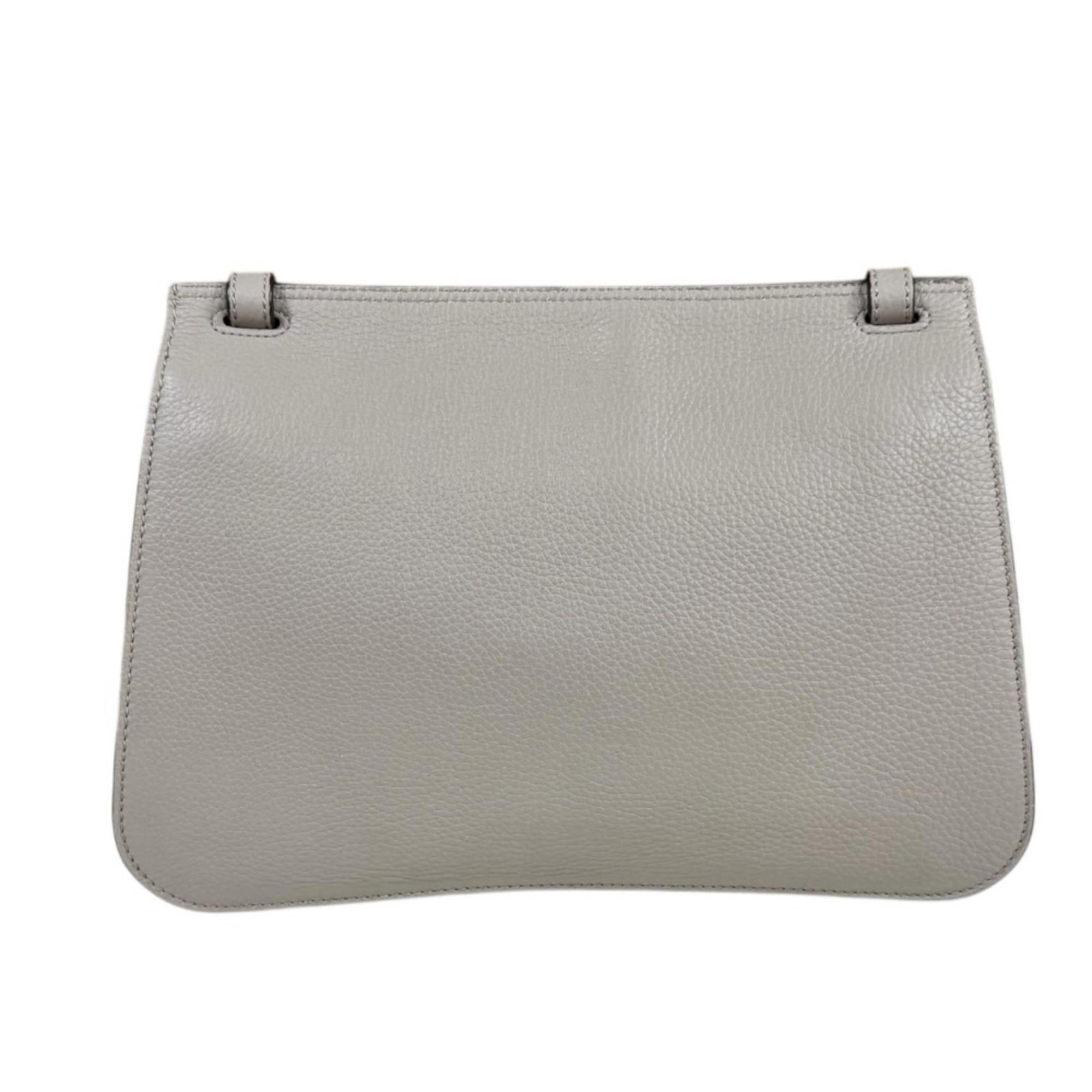 Gucci Gray Leather Shoulder Bag (Pre-Owned)