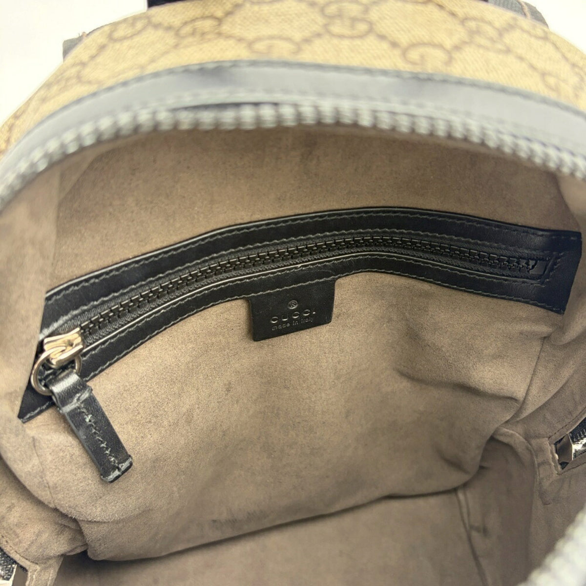Gucci Beige Black Pvc Leather Backpack (Pre-Owned)
