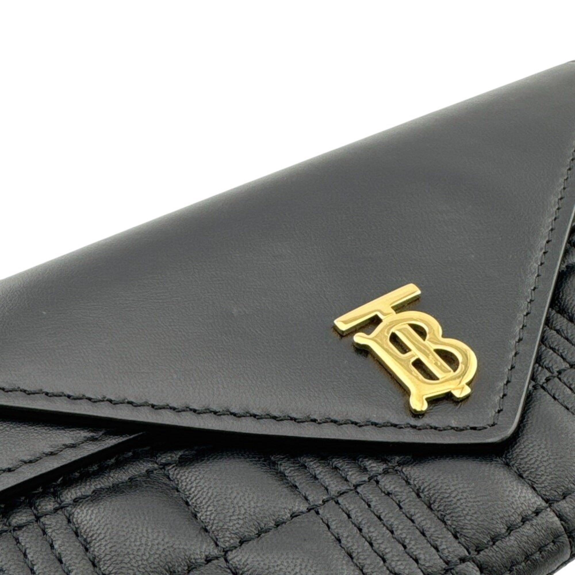 Burberry Black Leather Long Wallet (Bi-Fold) (Pre-Owned)