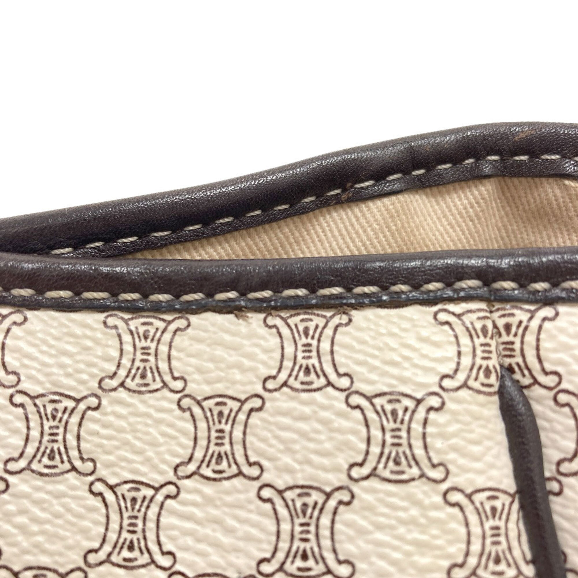 Celine Dark Brown White Pvc Leather Shoulder Bag (Pre-Owned)