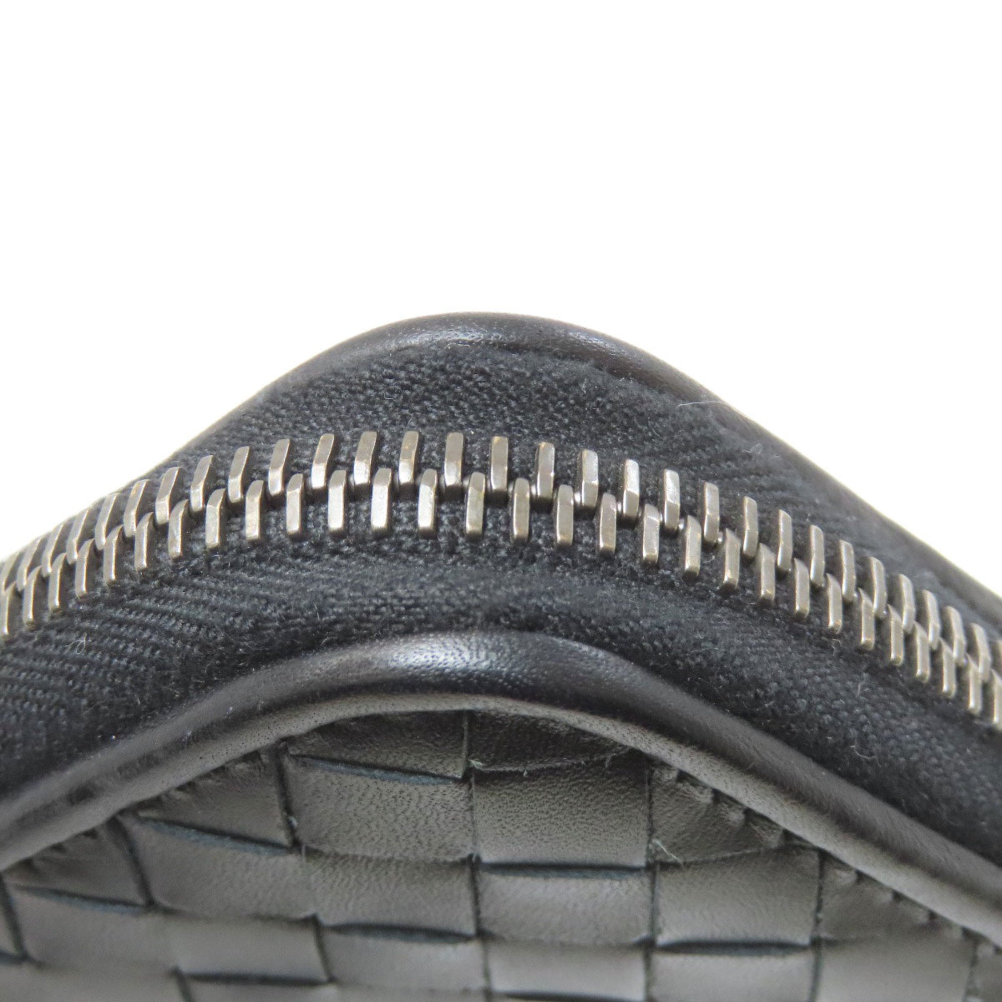Bottega Veneta Intrecciato Black Leather Coin Purse/Coin Case (Pre-Owned)