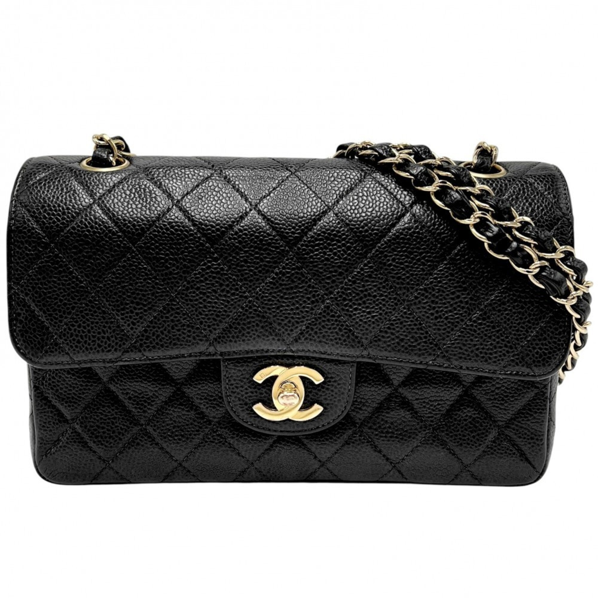 Chanel Matelasse Black Grained Calfskin Shoulder Bag (Pre-Owned)