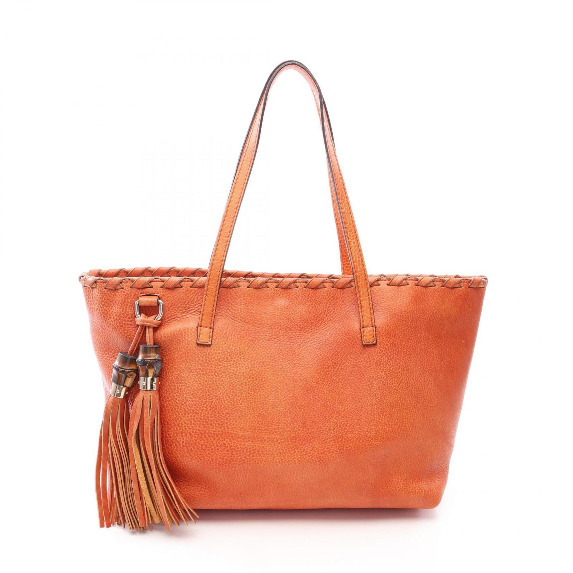 Gucci Orange Leather Handbag Tote Bag (Pre-Owned)