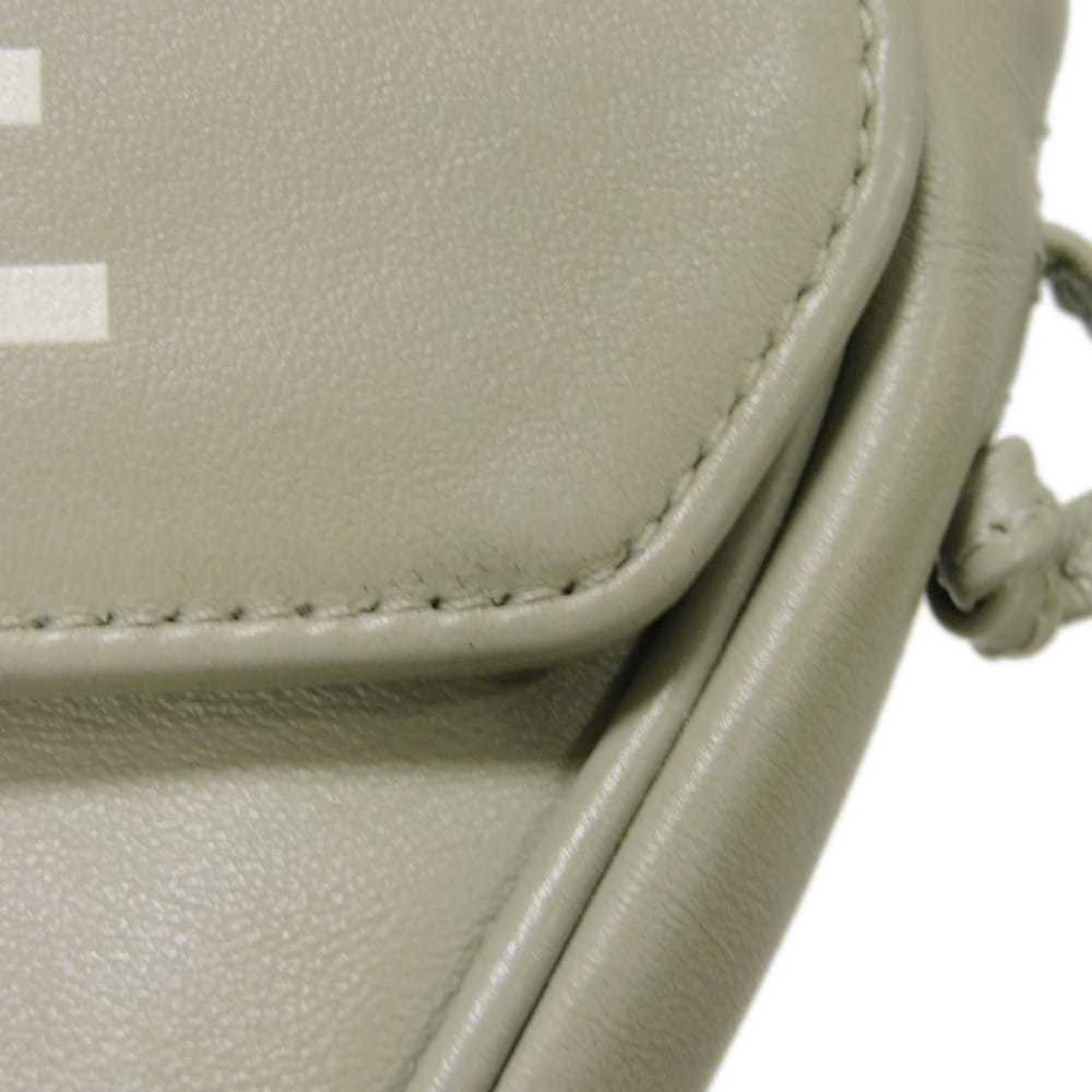 Celine Pale Gray Leather Pochette Shoulder Bag (Pre-Owned)
