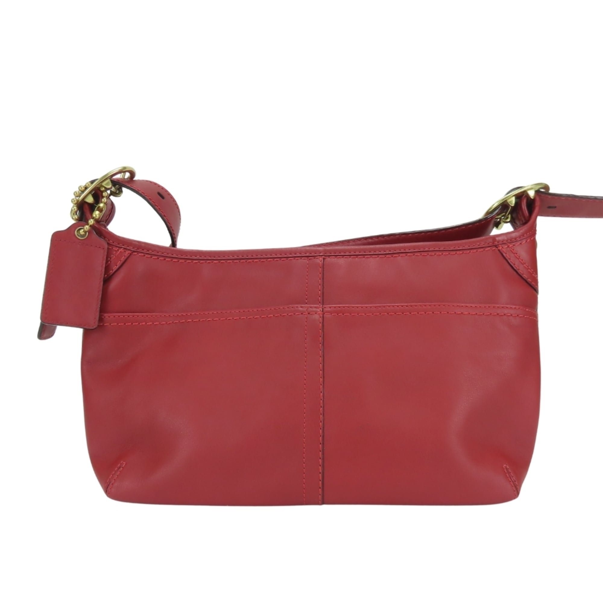 Coach Red Color Leather Shoulder Bag (Pre-Owned)