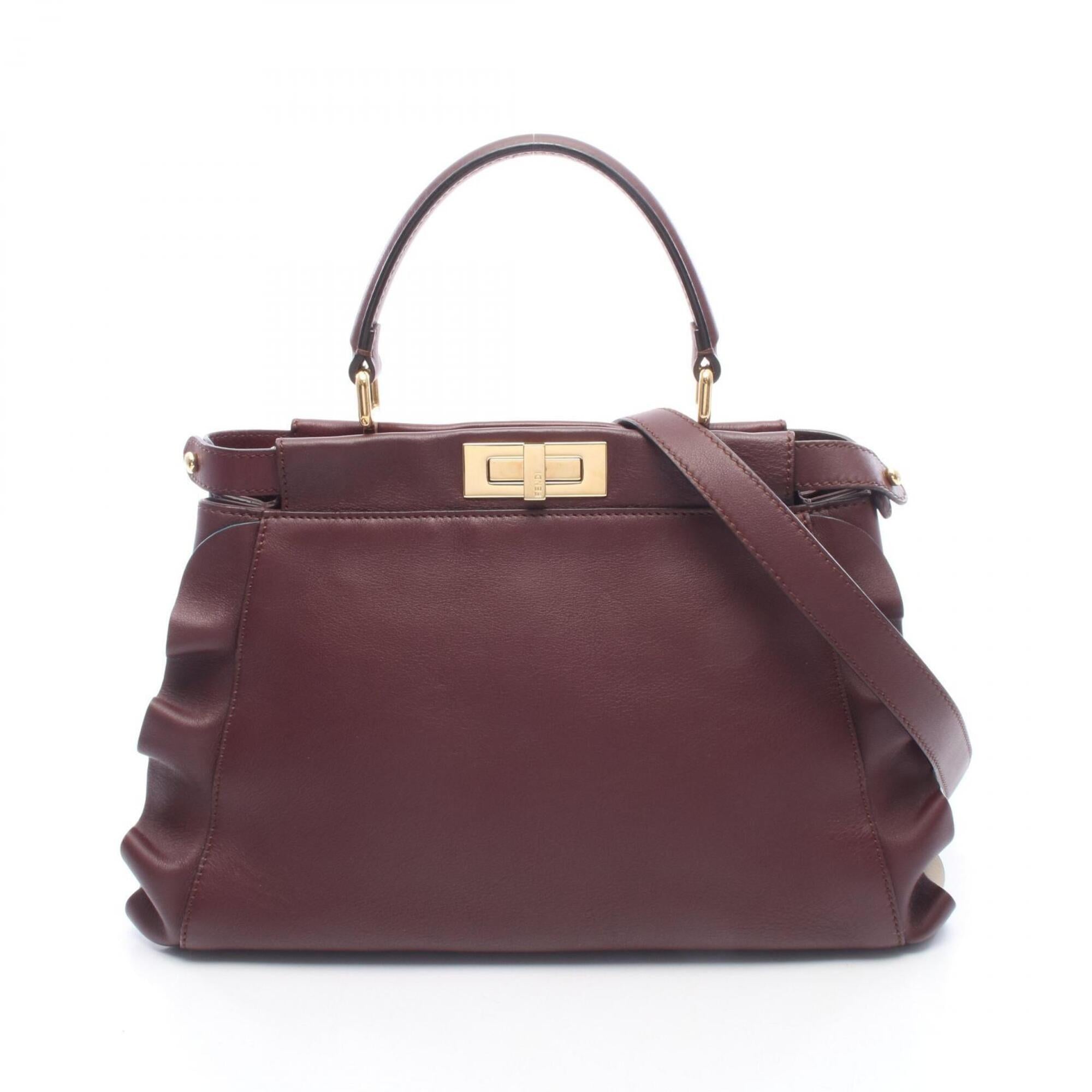Fendi Bordeaux Leather Handbag (Pre-Owned)