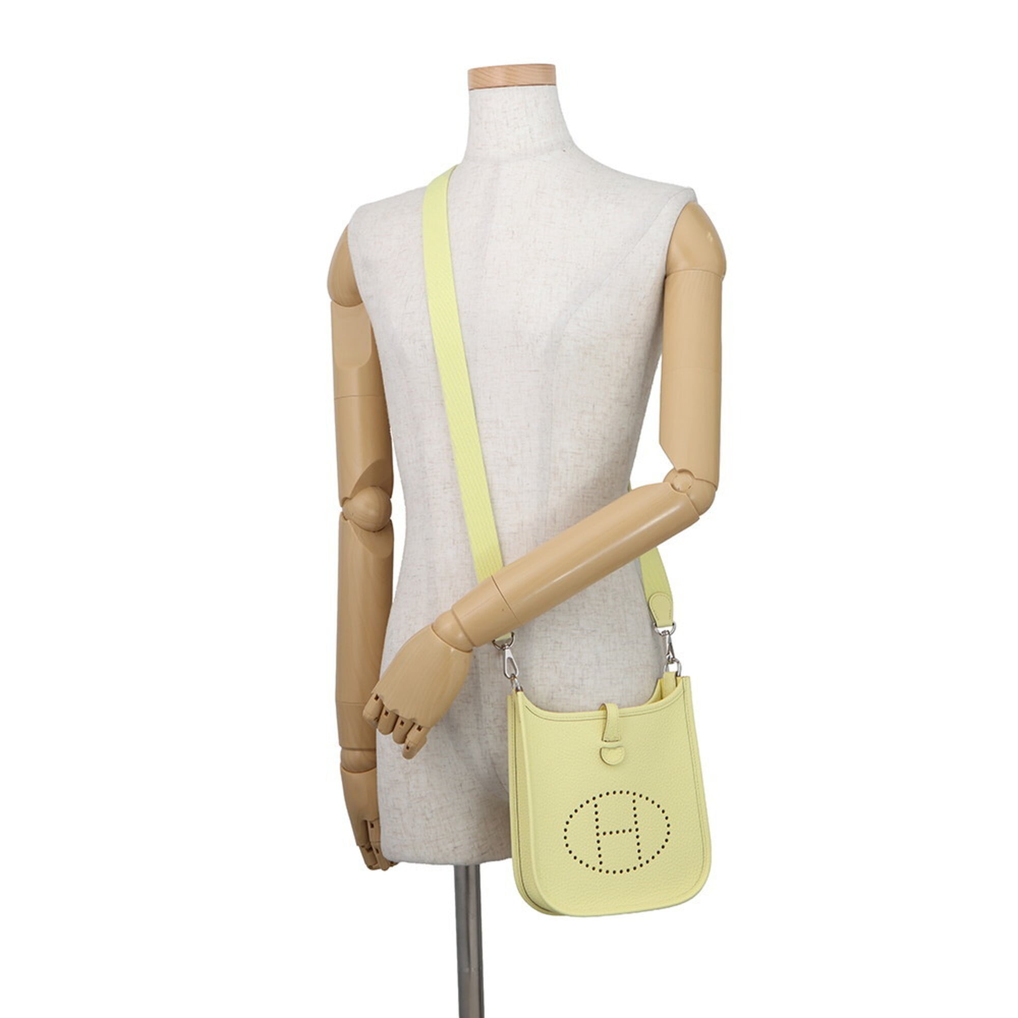 Hermes Evelyne Silver Taurillon Clemence Leather Handbag Shoulder Bag (Pre-Owned)