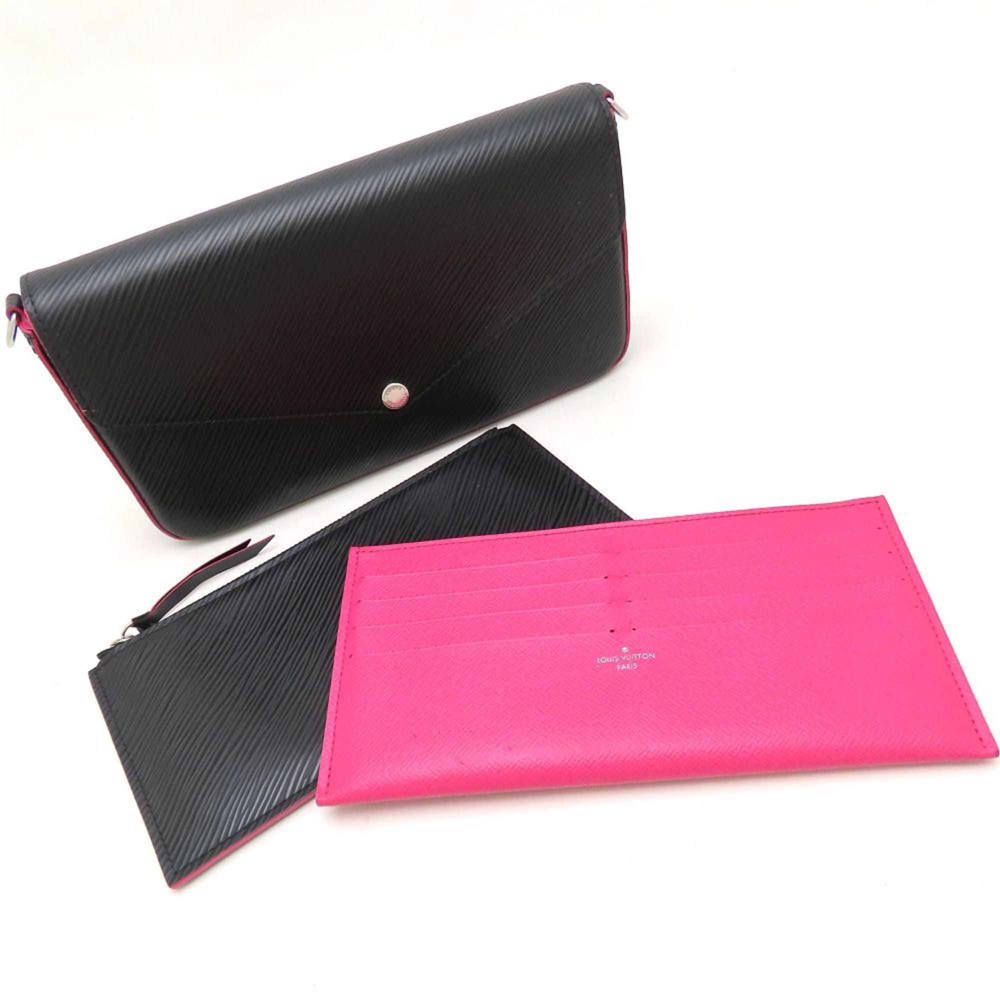 Louis Vuitton Hot Pink Noir Leather Pochette (Pre-Owned)