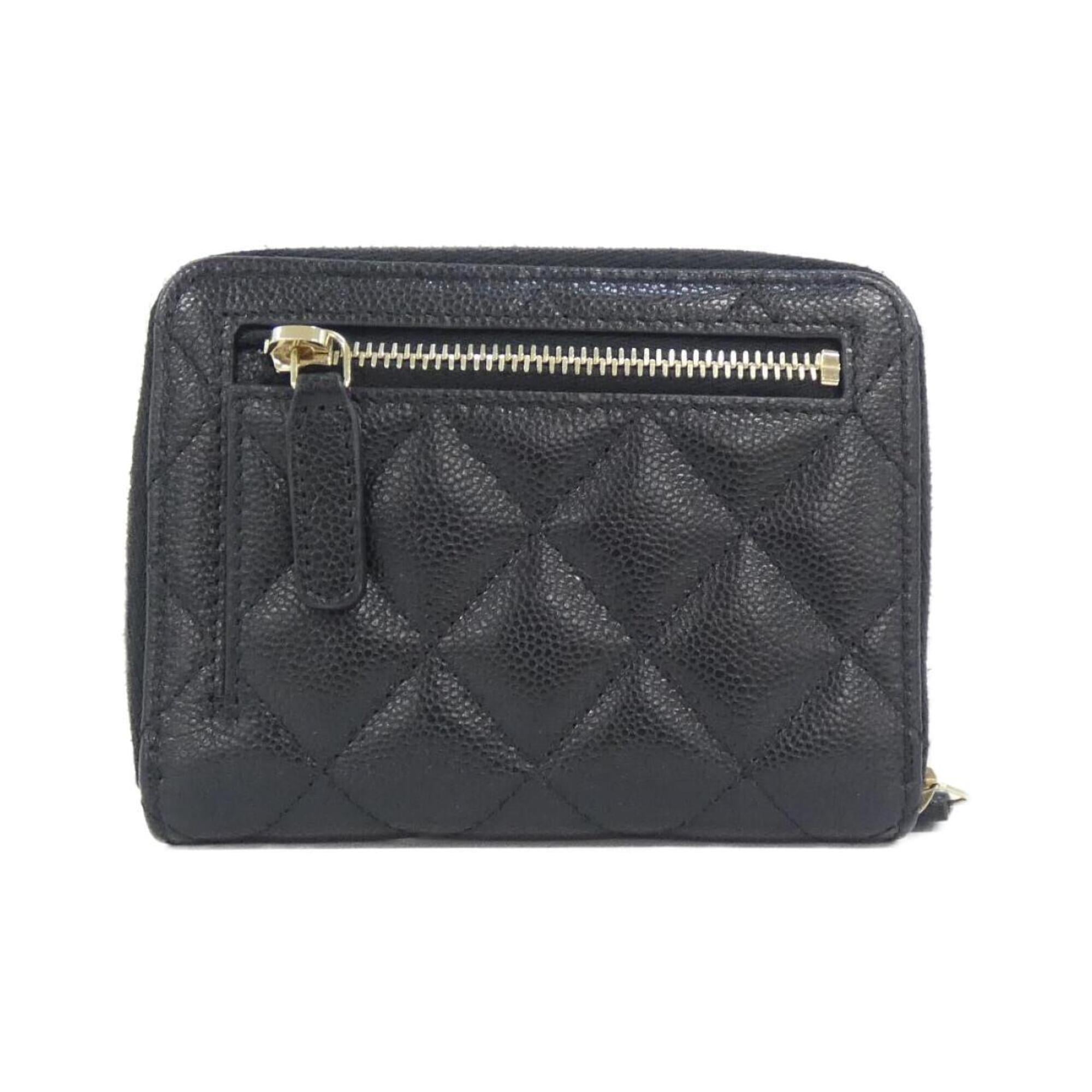 Chanel Black Grained Calfskin Wallet (Bi-Fold) (Pre-Owned)