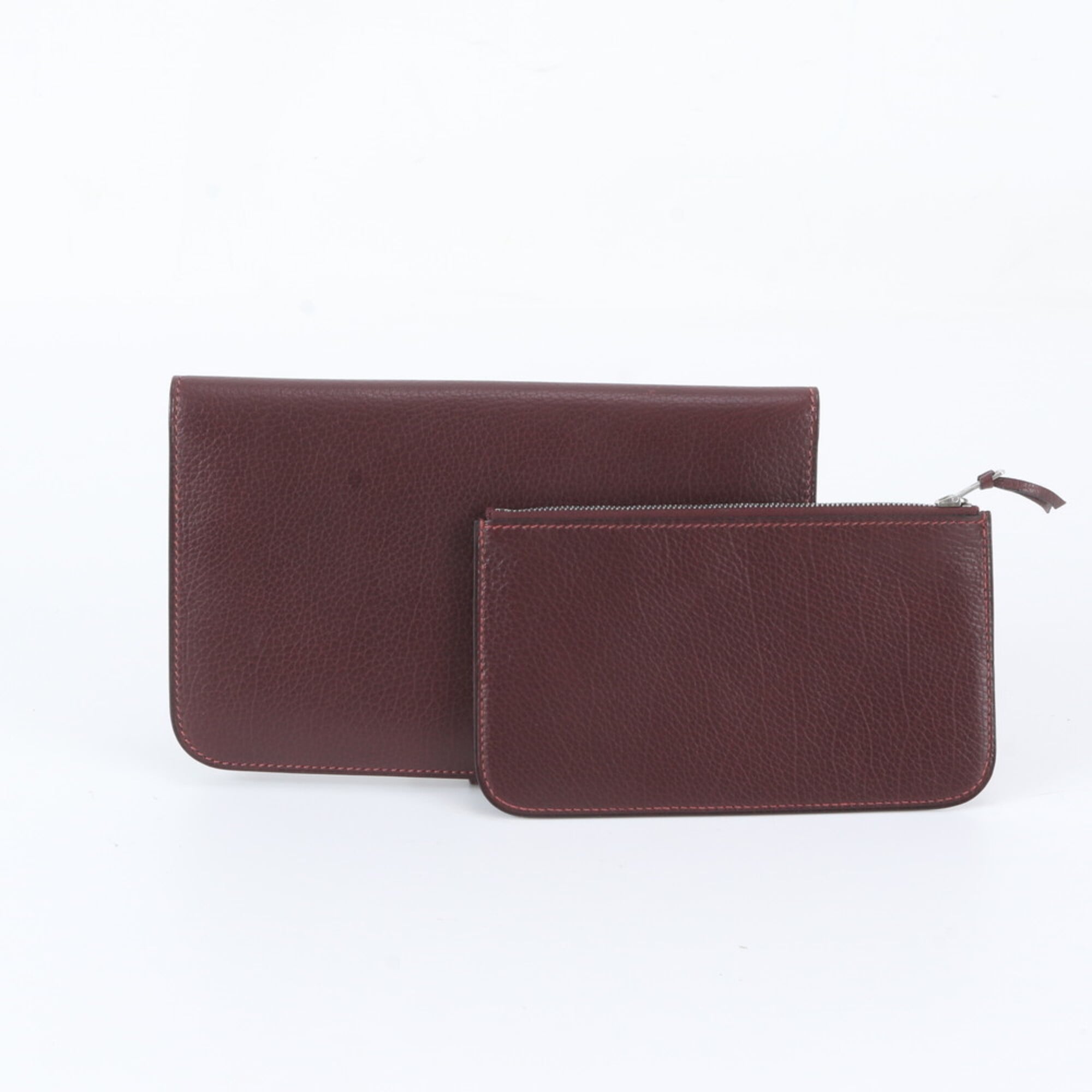 Hermes Red Color Wine Leather Long Wallet (Bi-Fold) (Pre-Owned)