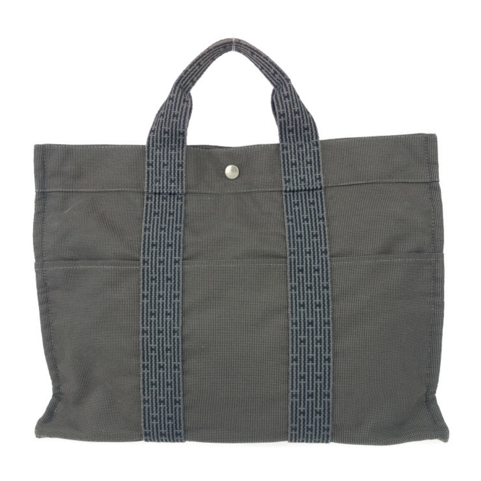 Hermes Gray Canvas Handbag Tote Bag (Pre-Owned)